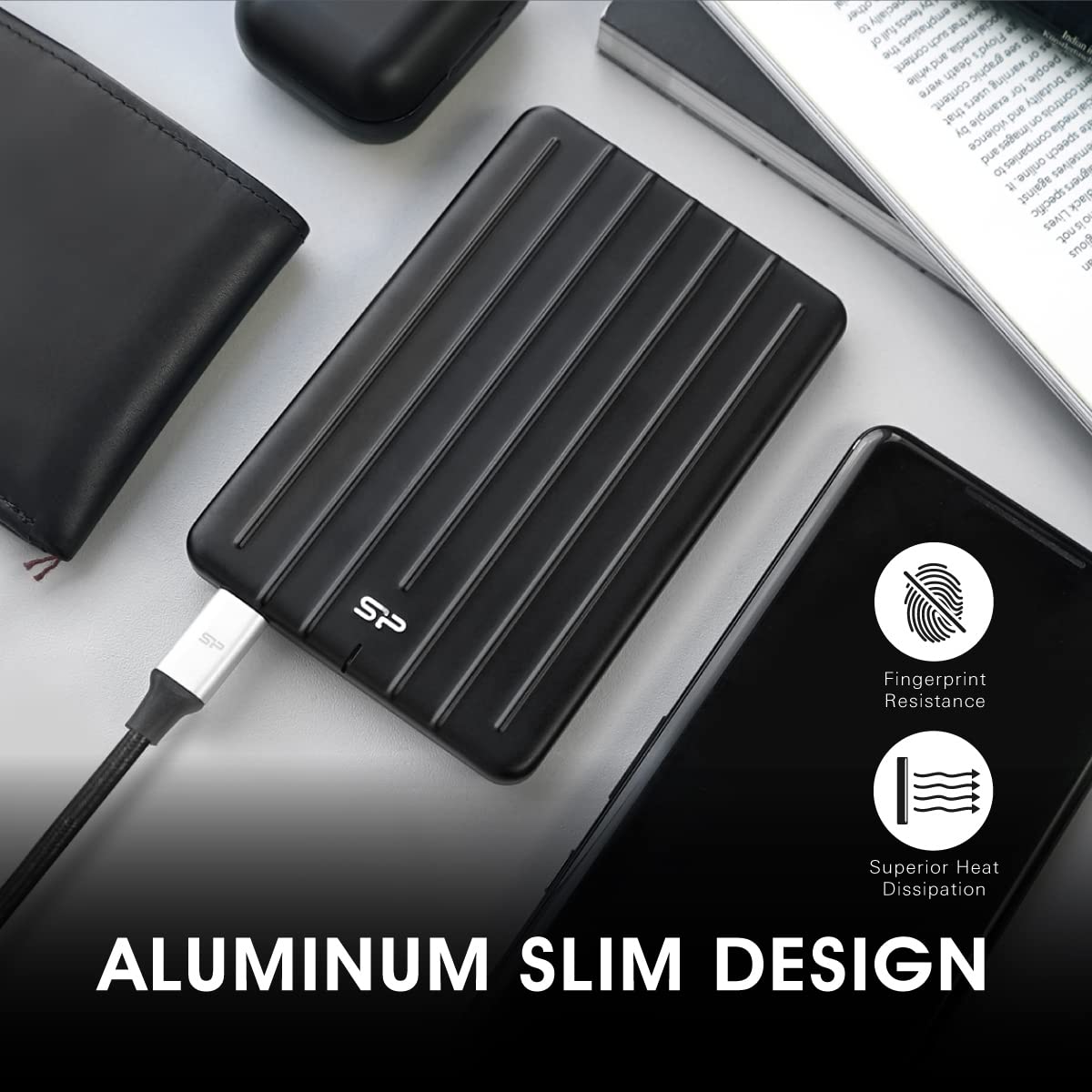 Silicon Power 1TB Rugged Portable External SSD - USB 3.2 Gen 2 (10Gbps) with USB-C & USB-A Cables - Shockproof & Water Resistant for PC, Mac, Xbox, PS4/PS5 - Perfect for Gaming, Photography & Data Backup (Bolt B75 Pro)