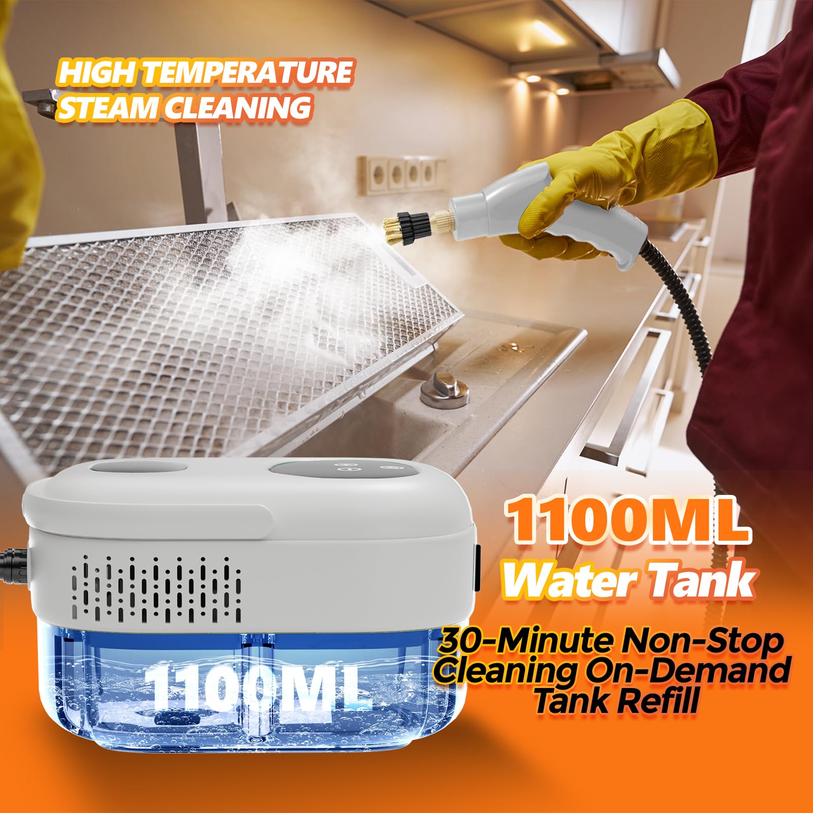 **2500W Powerful Handheld Steam Cleaner - Multi-Purpose Pressurized Steamer for Home, Car, Kitchen & Bathroom Tile Cleaning - Fast 15-Second Heating Portable Steam Mop - Perfect for Floors, Upholstery & Grout (White)**