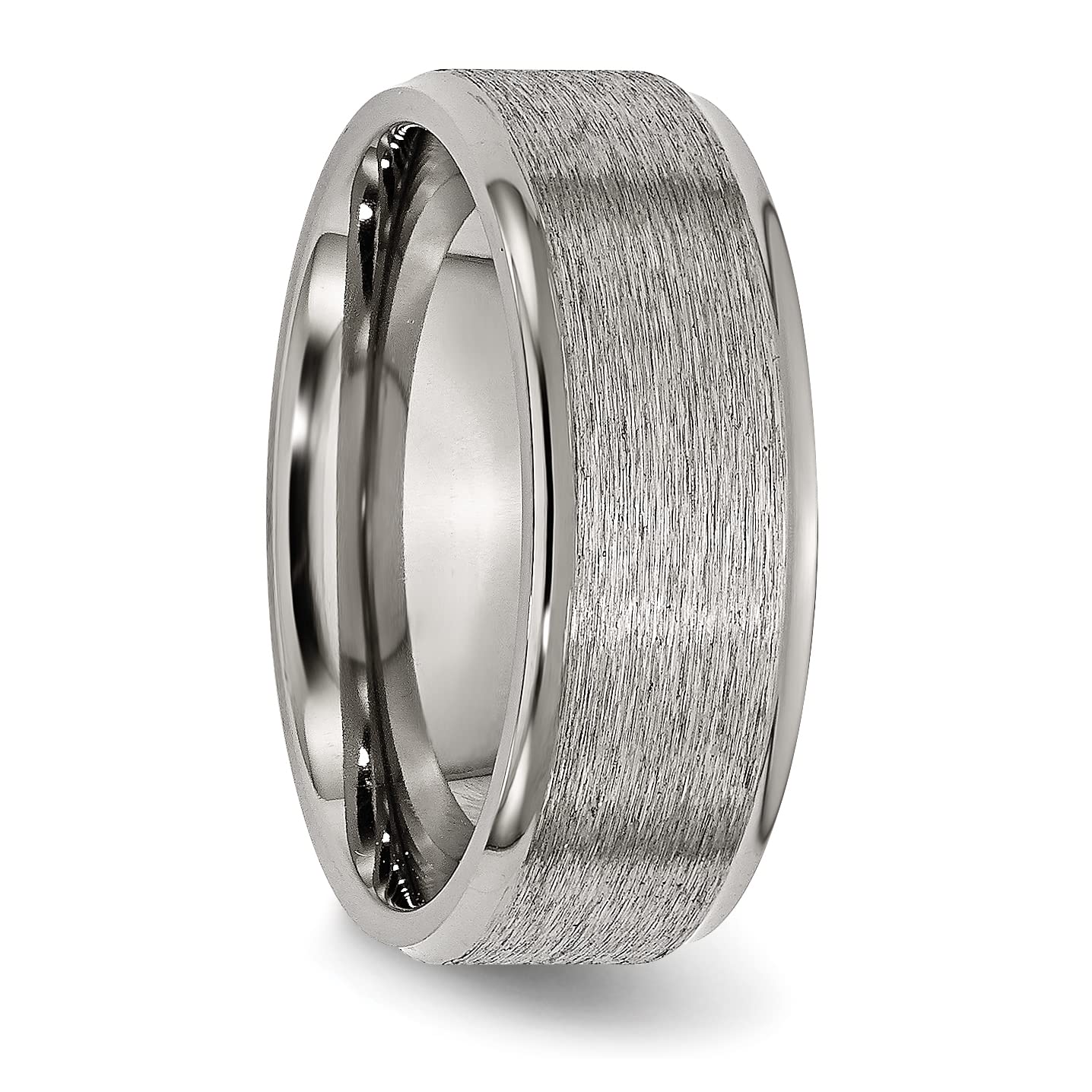 IceCarats 8mm Titanium Wedding Band Ring for Men - Classic Plain Design with Ridged Edge - Durable & Comfort Fit for Everyday Wear, Anniversary, Proposal & Special Occasions