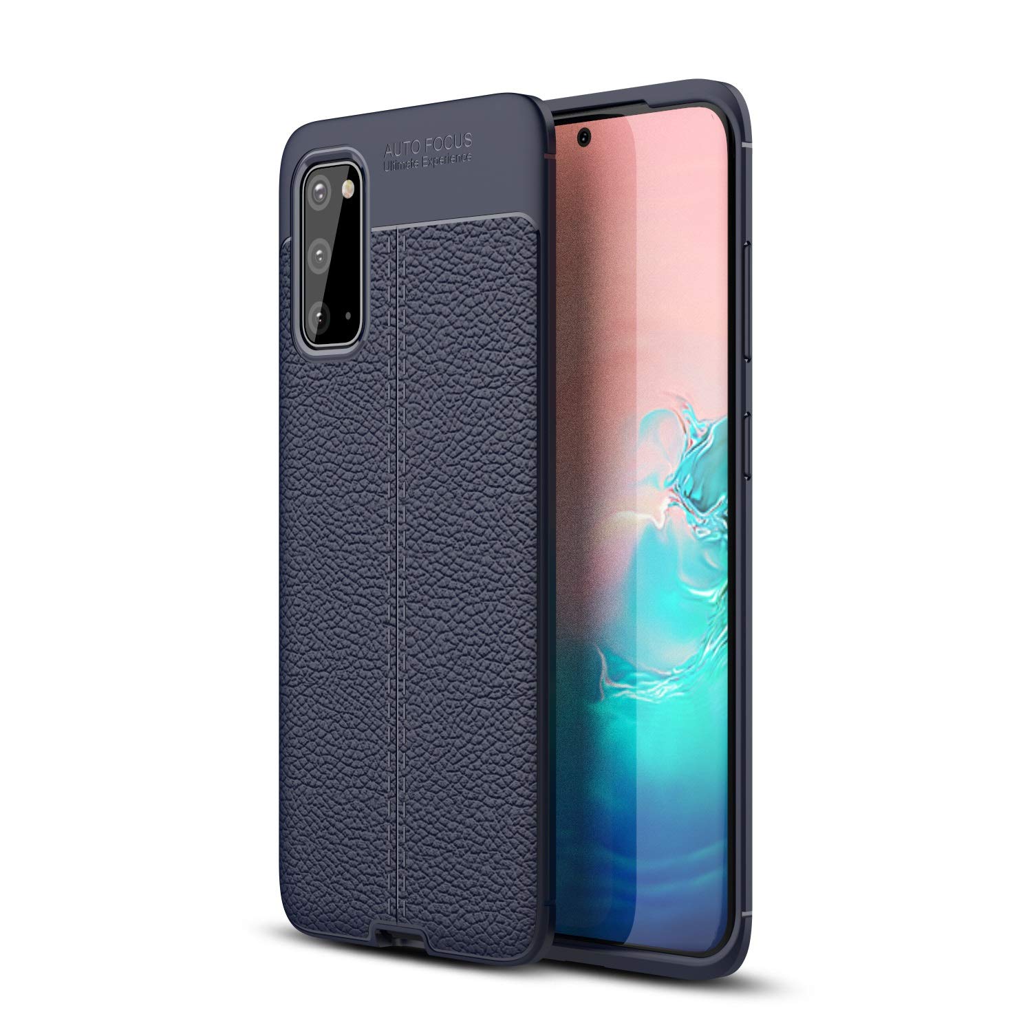 Premium Leather Texture Shockproof Case for Samsung Galaxy S20 - Anti-Scratch Protective Cover with Impact Absorption (Blue) | Perfect for Daily Use, Travel & Outdoor Activities