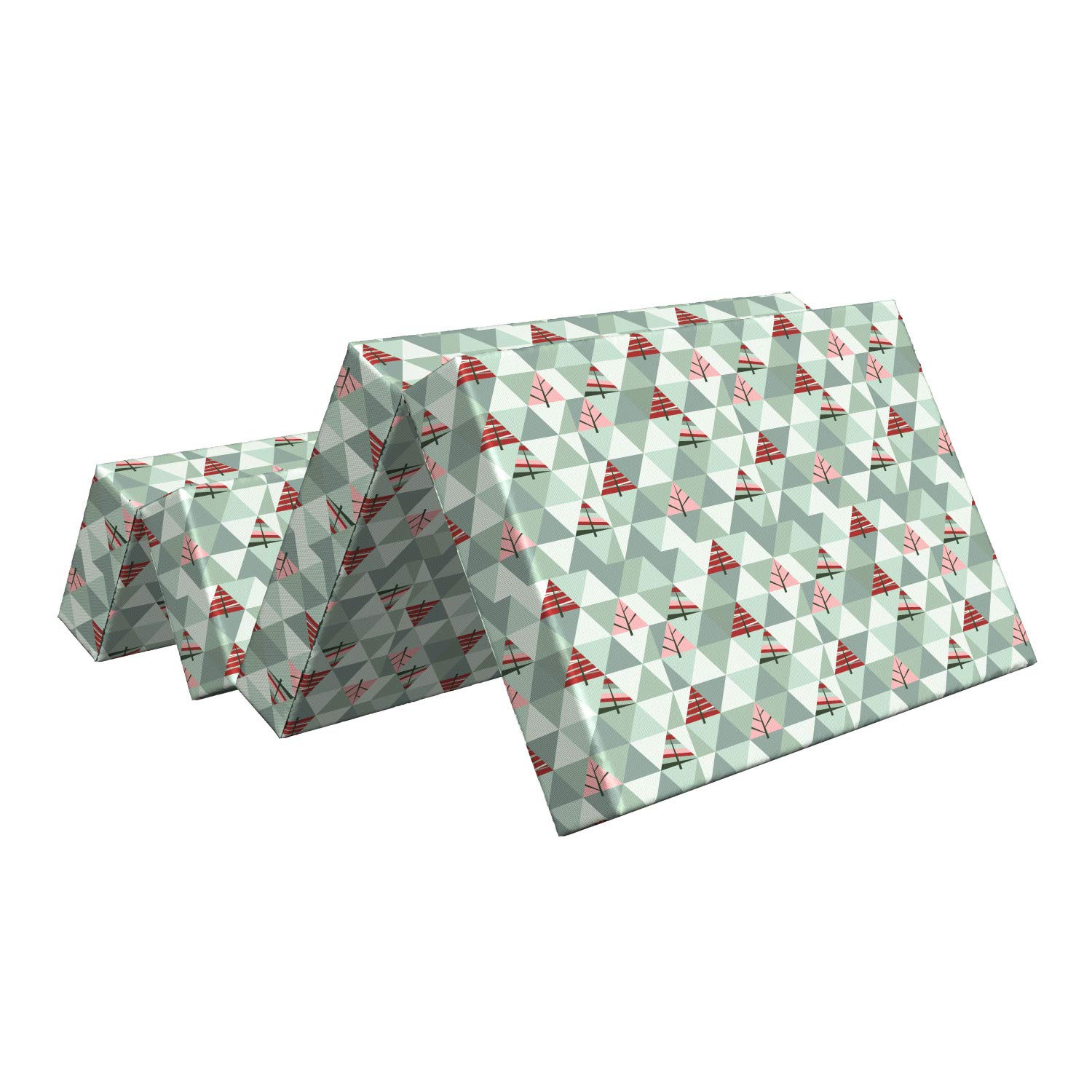 Ambesonne Tree Foldable Mattress with Geometric Triangle Design, 74.8