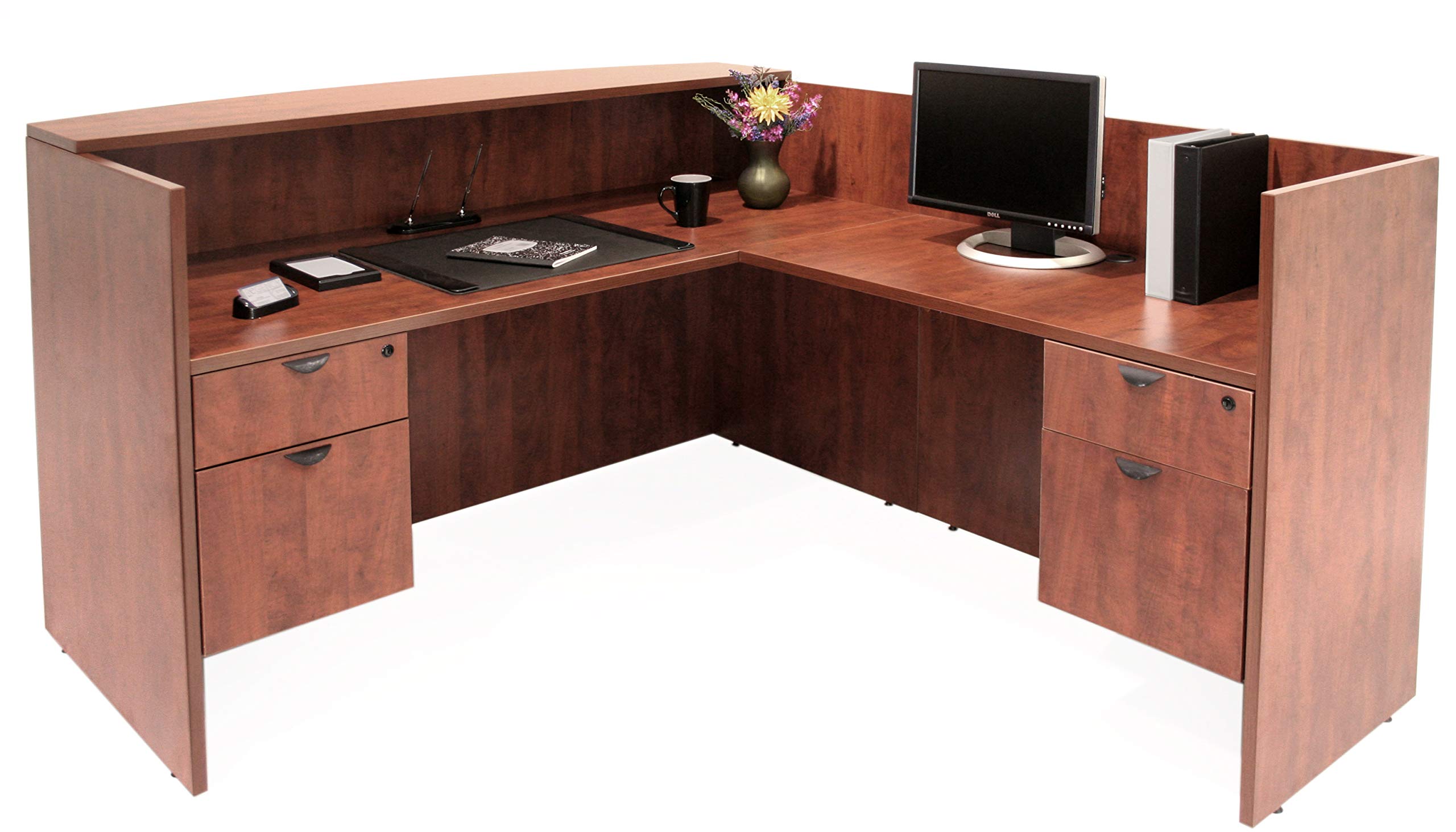 Regency Legacy Double Box File Pedestal Reception Desk - Cherry Wood Office Furniture for Professional Workspaces & Corporate Lobbies