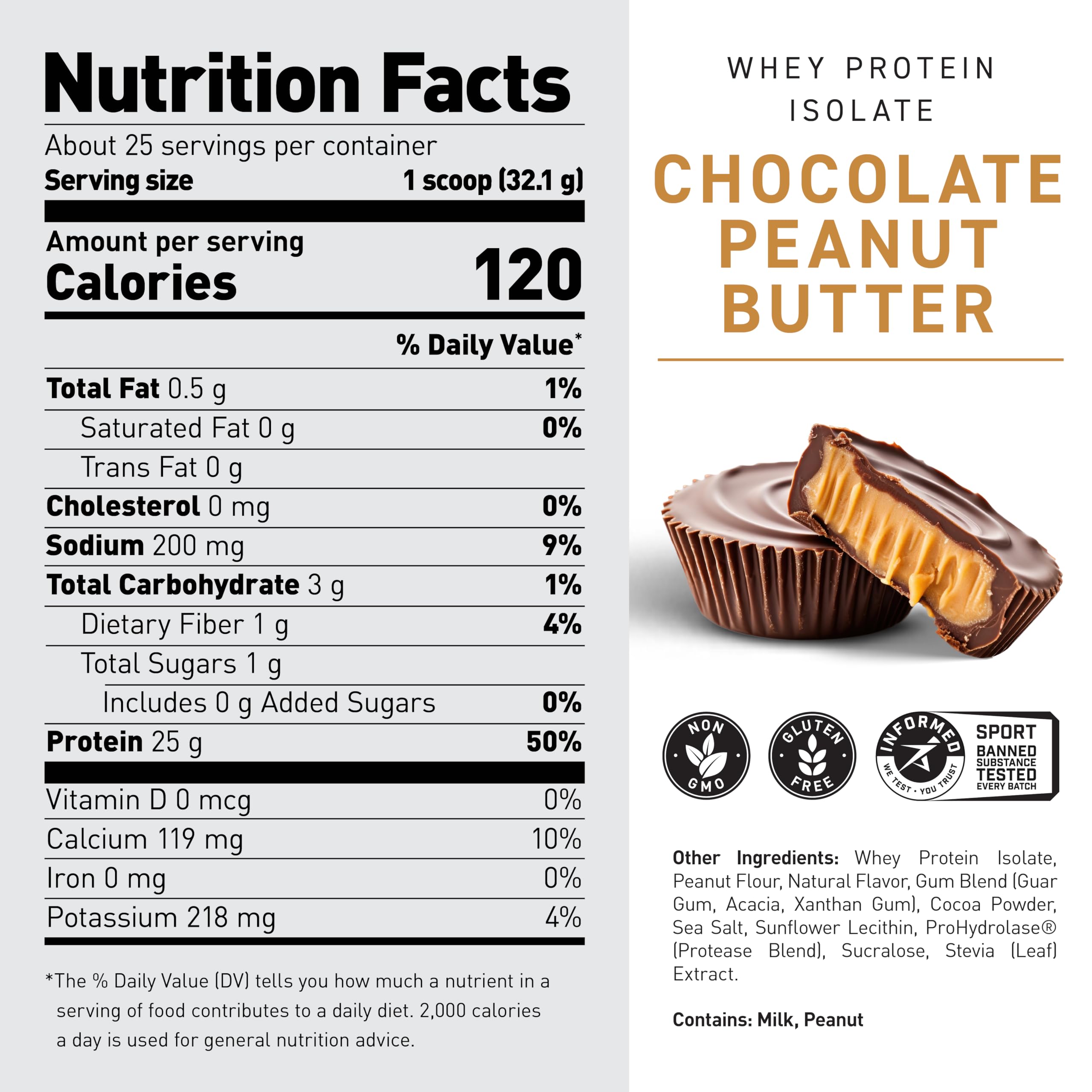 Kaged Whey Protein Isolate Powder - PB Chocolate Flavor | 100% Pure Low Lactose Whey Protein for Post Workout Recovery | Muscle-Building Supplement with 25g Protein per Serving | Delicious Taste & Easy Mix for Shakes (25 Servings) | Ideal for Gym Recovery & Healthy Lifestyle