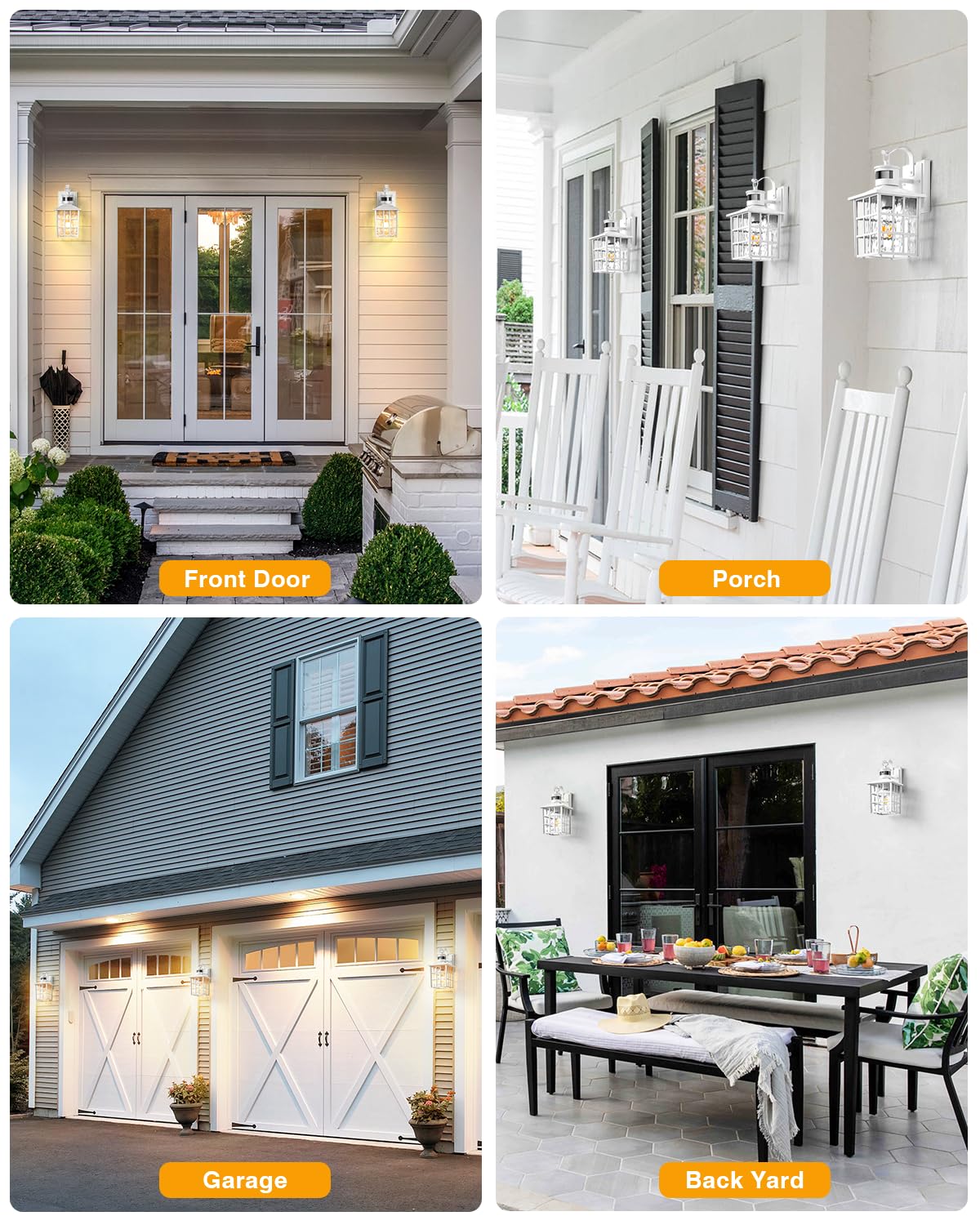 VIANIS Motion Sensor Outdoor Lights - White Dusk to Dawn Wall Lantern, 100% Aluminum Rust-Proof Exterior Light Fixture for Garage, Patio, Front Porch - Perfect for Home Security & Pathway Lighting