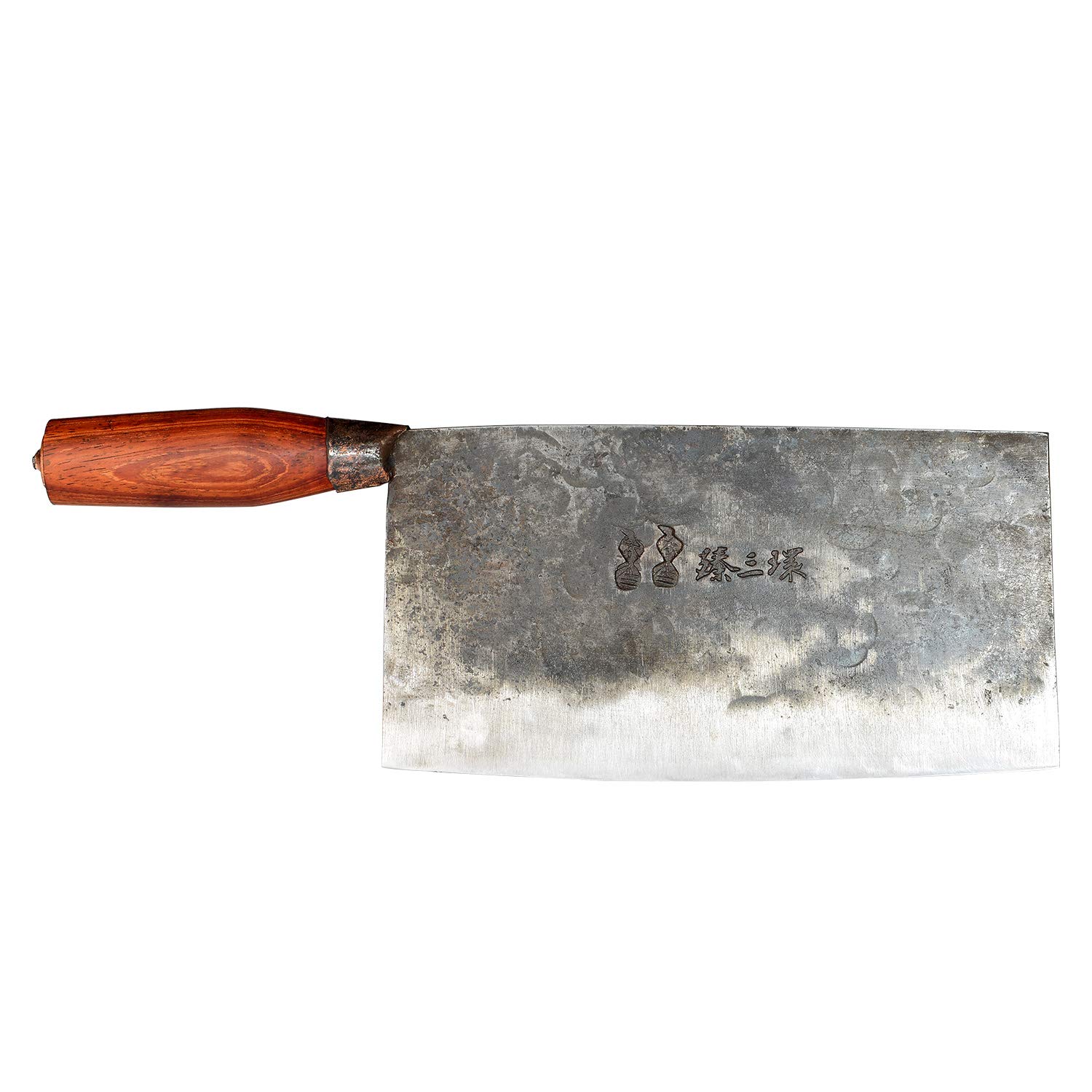 ZhenSanHuan Hand-Forged Carbon Steel Chinese Chef Knife - Professional Hand-Hammered Cleaver for Chopping, Slicing, Dicing - Perfect for Home Kitchen, Restaurant & BBQ Use