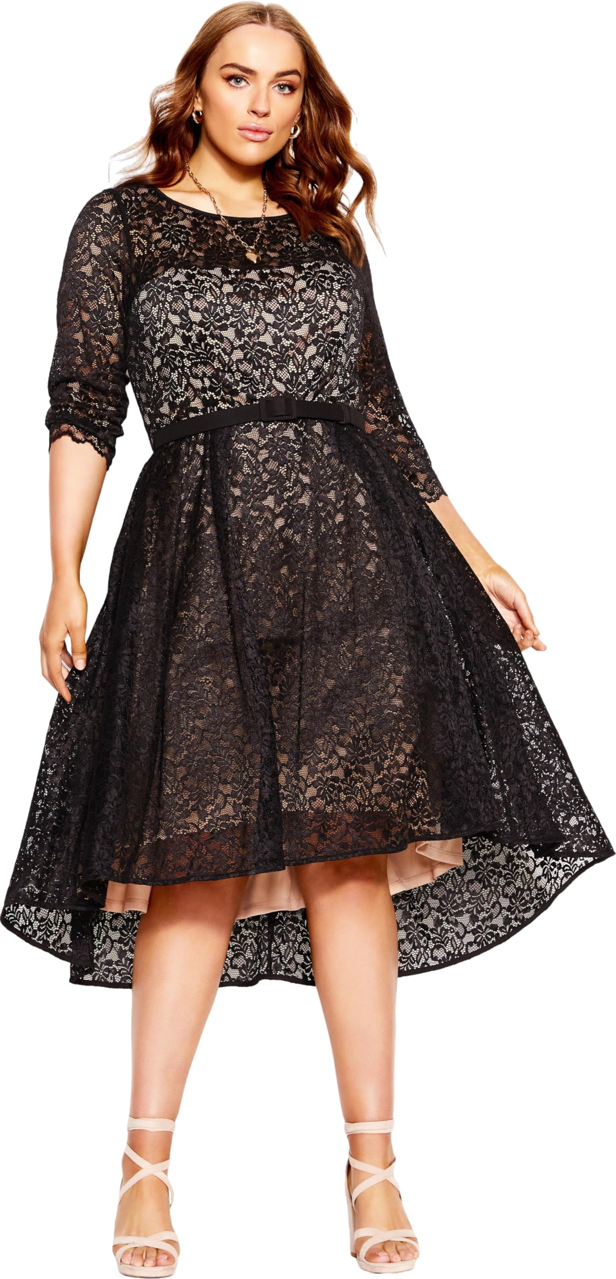 Plus Size Lace Dress for Women - Elegant Floral Lace Maxi Dress for Special Occasions & Evening Parties