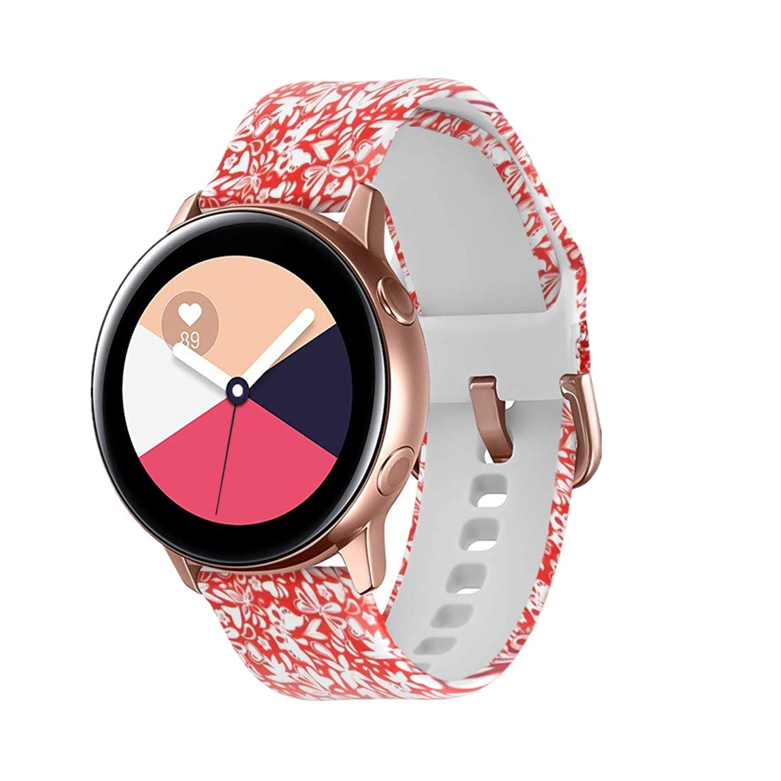 Colorful Galaxy Watch Bands for Samsung Galaxy Watch 42mm & Active 40mm/44mm - Rose Gold Butterfly Design Women's Watch Strap - Perfect for Workouts, Office & Casual Wear (White, Small)