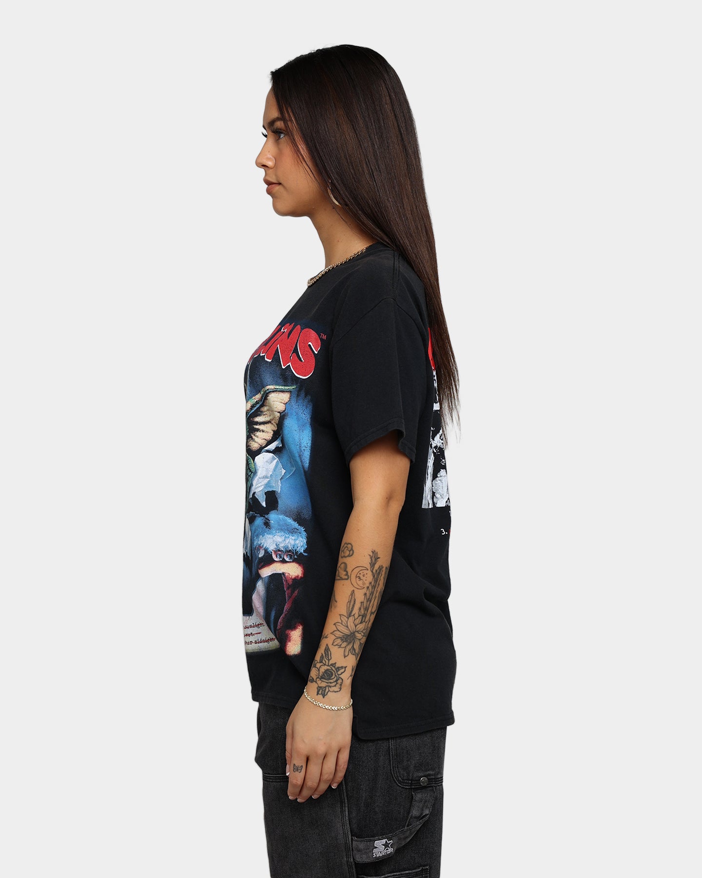 Vintage Gremlins Graphic T-Shirt - Black Distressed Style | American Thrift Retro Tee for Movie Fans & 80s Nostalgia | Perfect for Casual Wear, Cosplay & Pop Culture Events