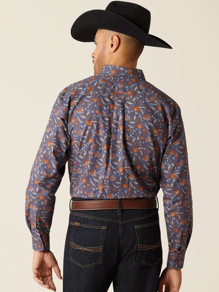 Ariat Men's Ty Classic Fit Shirt - Indigo Blue Western Work Shirt for Cowboy, Ranch & Outdoor Activities