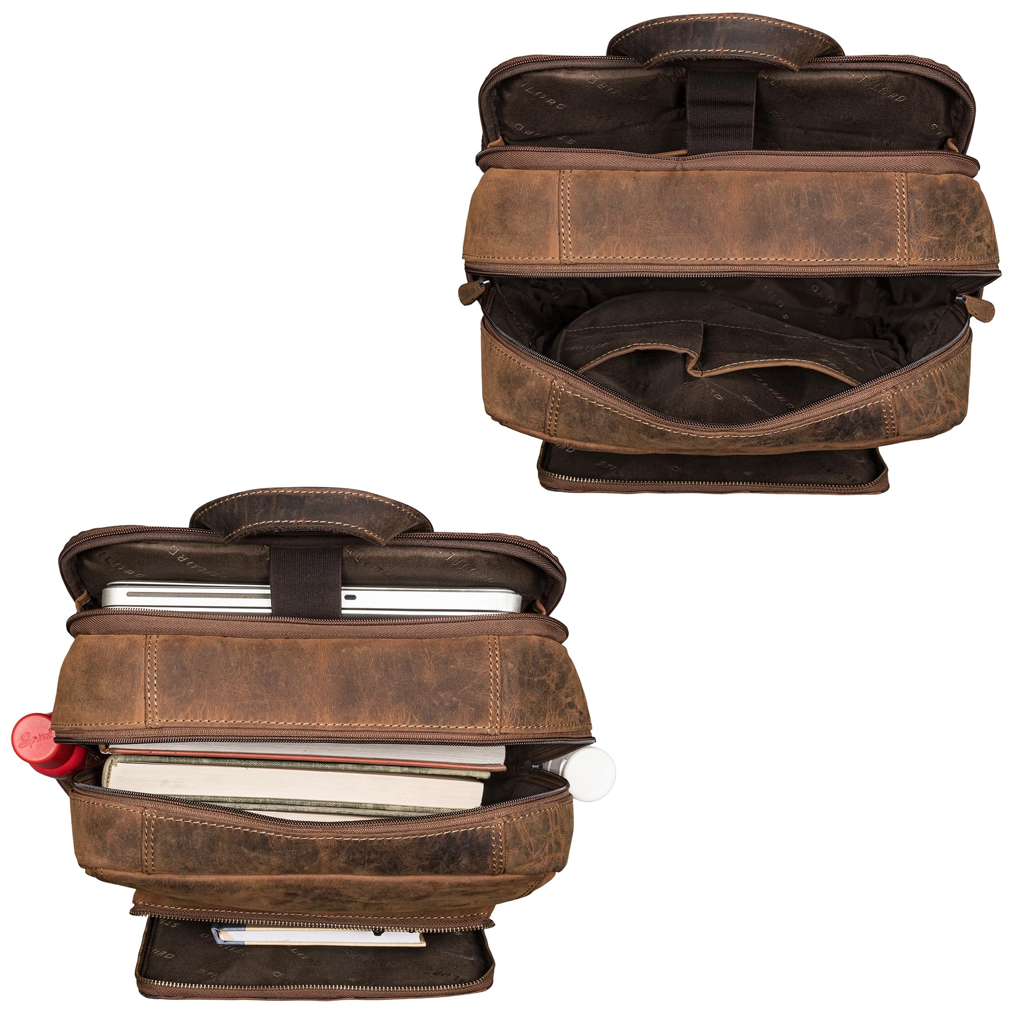 STILORD 'Werner' Genuine Leather Vintage Backpack - 17 Inch Laptop Compartment, Multiple Pockets, Business & Travel Daypack - Perfect for Office, Commuting & College Use