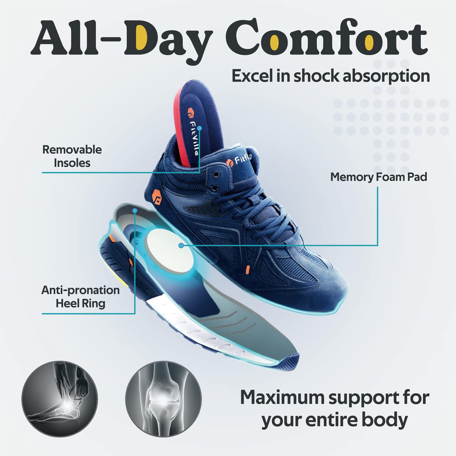 FitVille Extra Wide Basketball Shoes for Men with Flat Feet - High-Top Sneakers with Ankle Support for Stability & Comfort - Perfect for Court Play, Training, and Everyday Wear