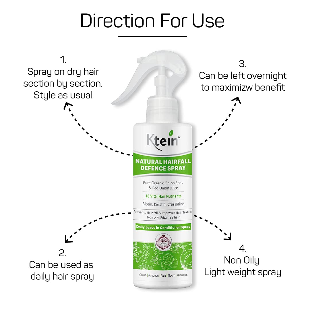 Ktein Onion Hair Spray (200ml) - Natural Hair Growth Treatment for Thinning Hair & Scalp Care - Perfect for Daily Use at Home or Salon