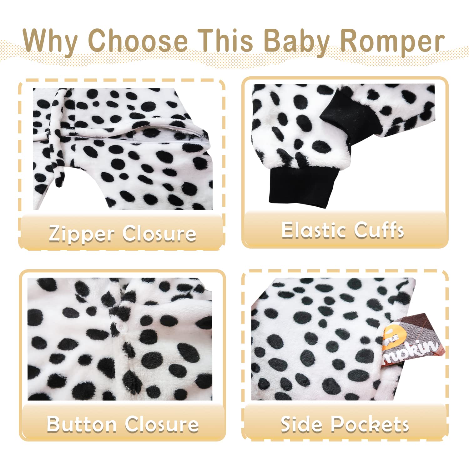 Adorable Dalmatian Costume for Baby Boys & Girls - Soft Animal Bodysuit Halloween Outfit | Perfect for Halloween Parties, Dress-Up Play & Photo Shoots