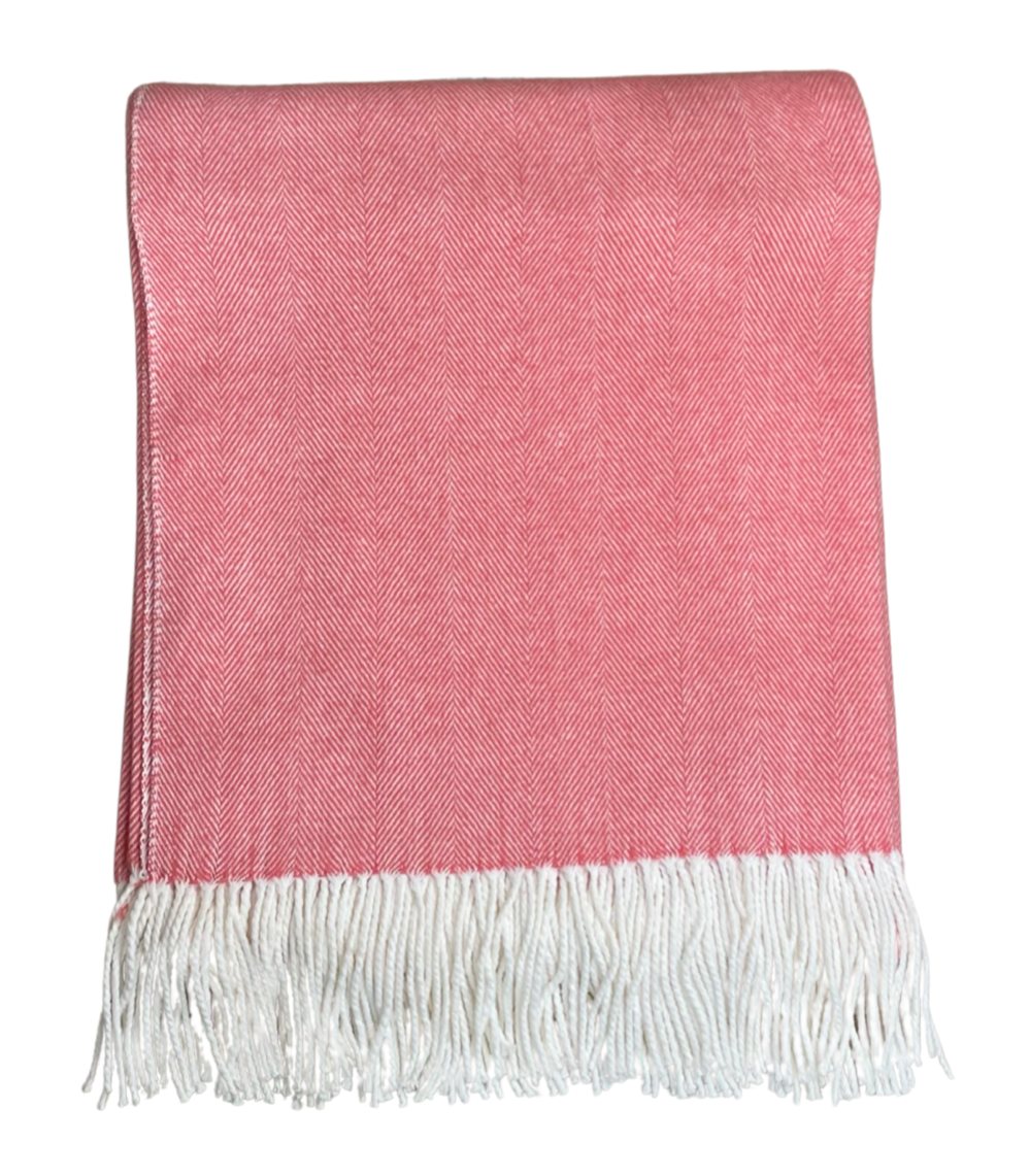 Adirondack Herringbone Coral Clay Throw Blanket - Soft & Cozy Knit Throw for Couch, Bed, or Sofa - Perfect for Home Decor, Gifts, and Winter Warmth