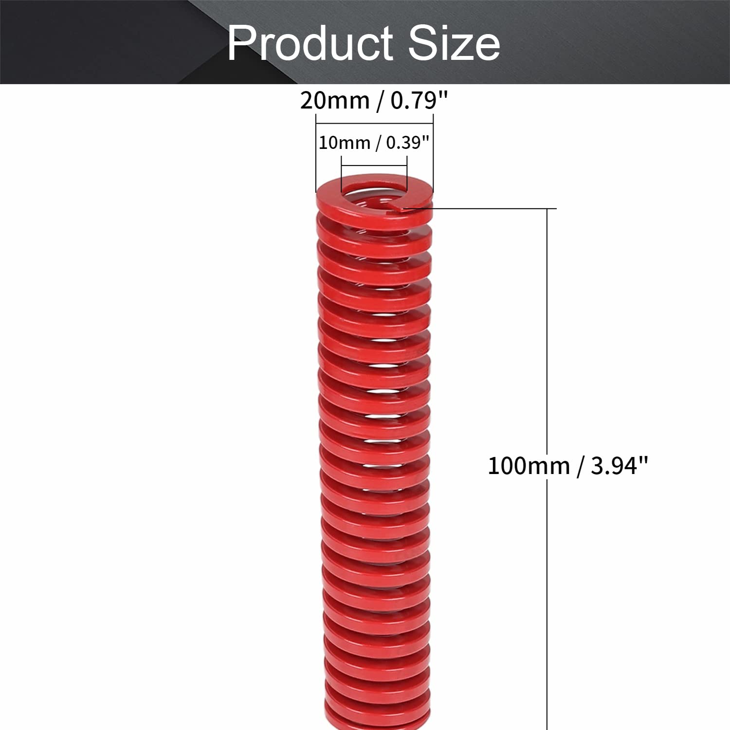MroMax 3D Printer Die Spring - 20mm OD, 100mm Length, Medium Load Compression Mold Spring for Ender 3D Printers - Red (1PC) - Perfect for 3D Printer Maintenance, Bed Leveling & Z-Axis Adjustment