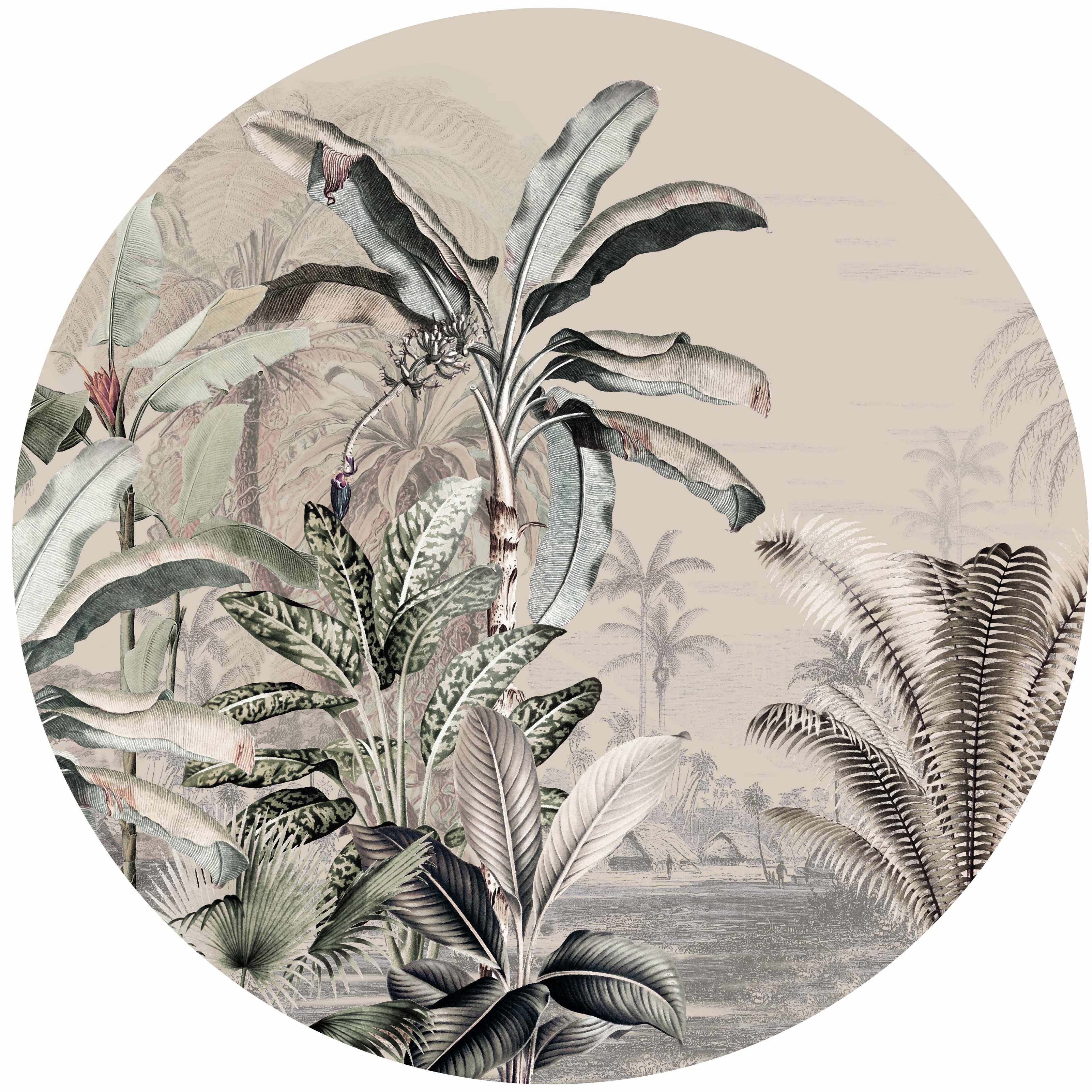 Round Wall Stickers - Dreamy Jungle Theme | Self-Adhesive Vinyl Decals for Kids Room, Nursery, Playroom & Home Decor