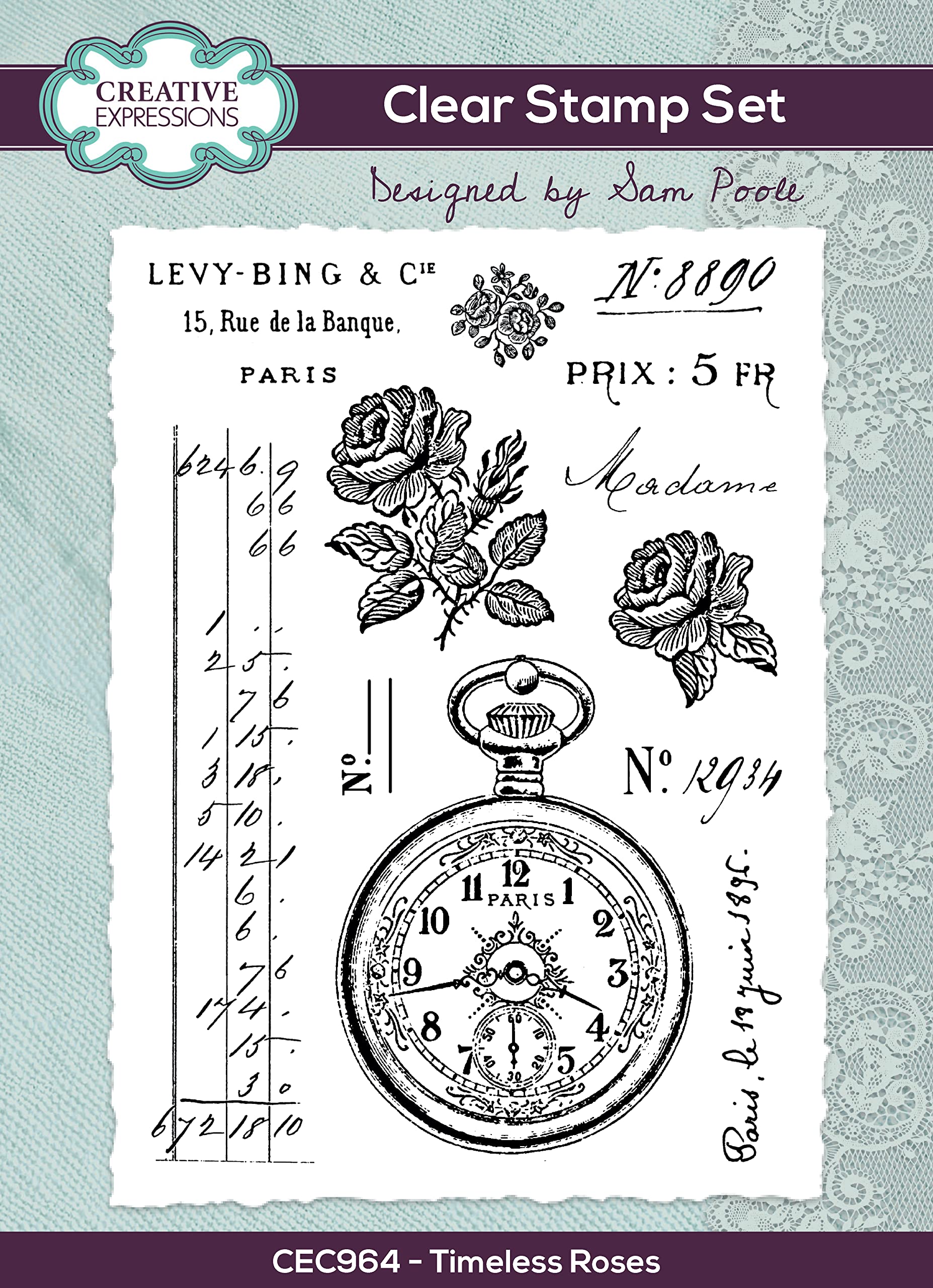 Creative Expressions Clear Stamp Set TMLSS Rose - Transparent Rubber Stamps for Scrapbooking, Card Making & DIY Crafts
