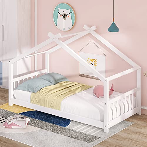 White-twin-house Bed