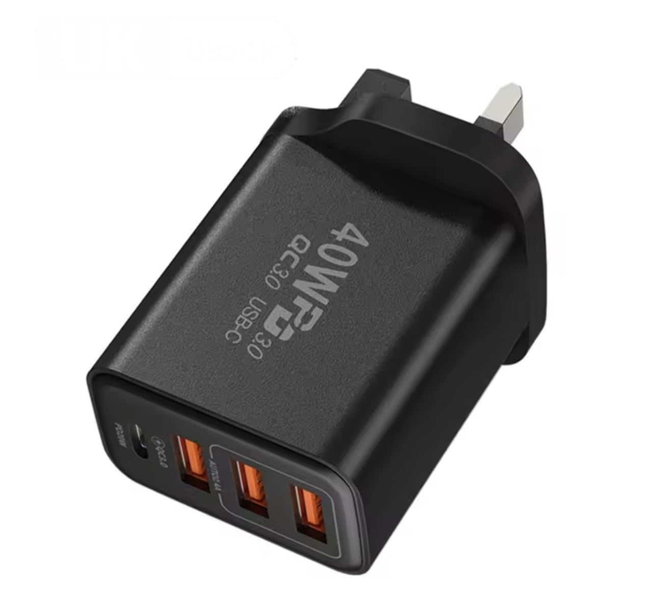 40W 4-Port USB C Wall Charger with Fast Charging - Multi Port USB Plug Adapter for iPhone 15 Pro Max/14/13/12/11/XS/XR/8/7 - UK Power Plug - Perfect for Home, Office & Travel Charging Needs