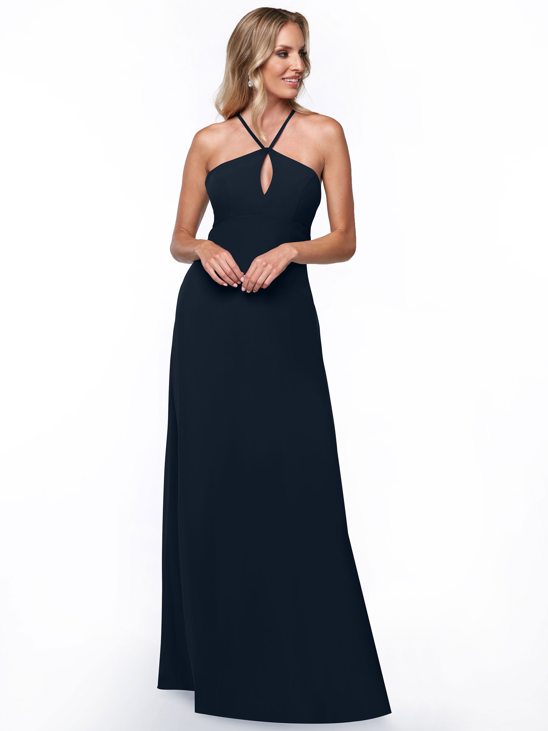 Elegant A-Line Chiffon Bridesmaid Dress with Keyhole Halter Neckline - Perfect for Weddings, Formal Events & Special Occasions