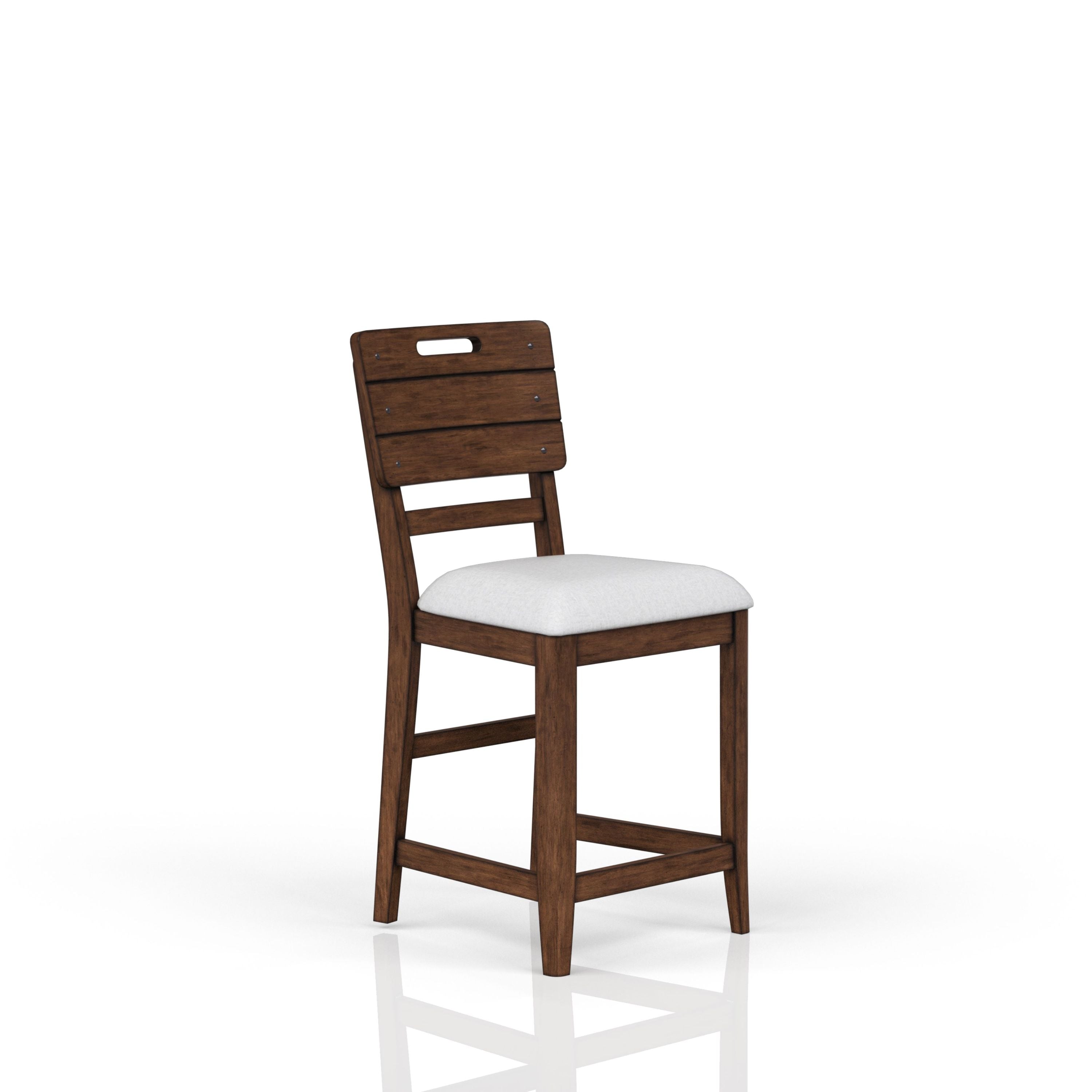 Set of 2 Brown Casual Counter Stools with Contrasting Upholstered Seats - Perfect for Kitchen Islands, Breakfast Bars & Home Decor