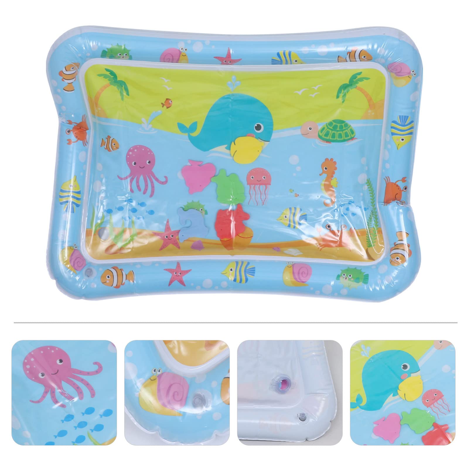 BIUDECO 1pc Water Cushion Tummy Time Water Mat - Baby Play Mat for Infants & Toddlers, Ocean Themed Sensory Activity Mat, Safe Non-Toxic Plastic for Floor Play, Learning & Development (Blue) - Perfect for Tummy Time, Sensory Play & Early Childhood Development