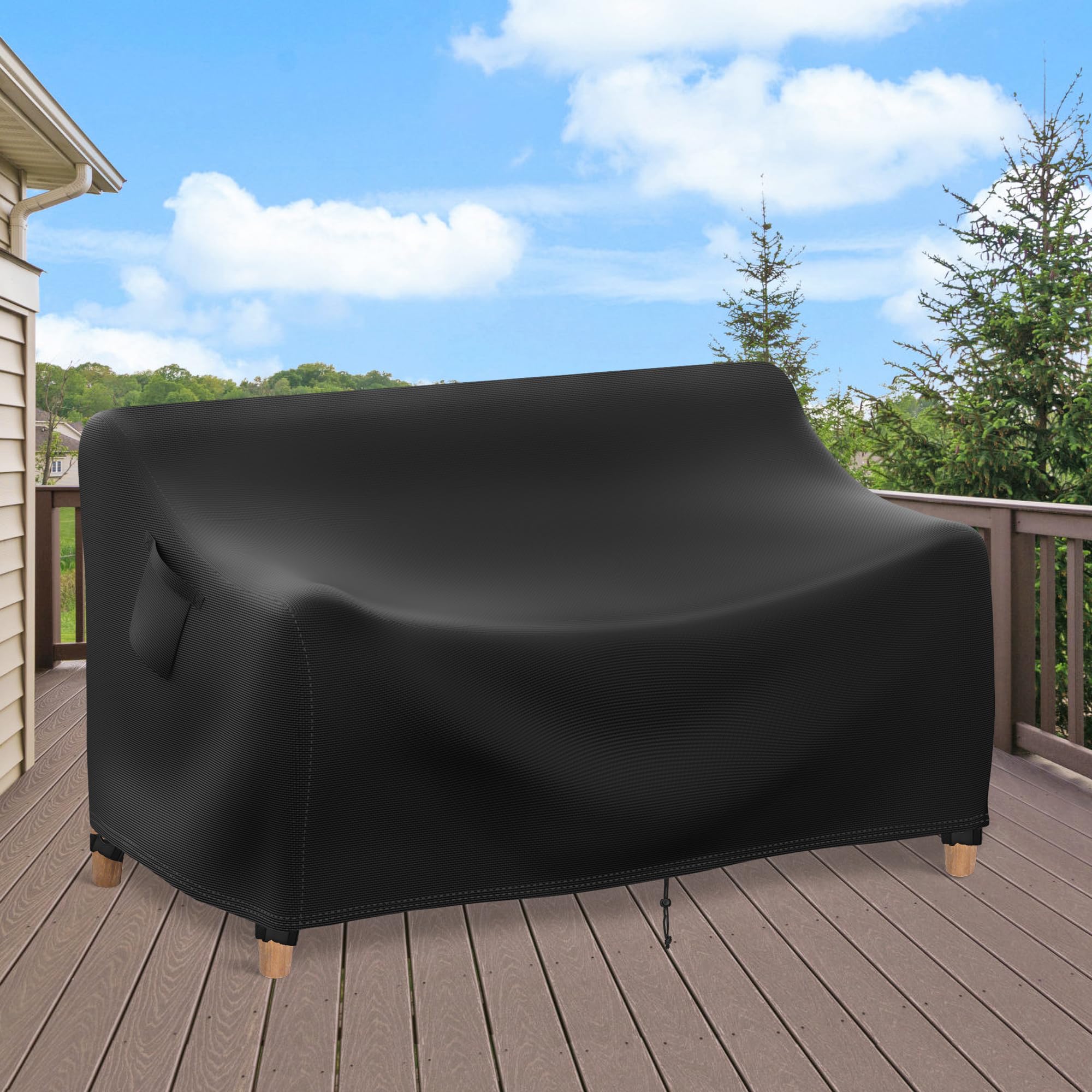 Heavy Duty 900D Waterproof Outdoor Furniture Cover - Patio Sofa Loveseat 2-Seater Bench Table Protector with Air Vents & Handles (58