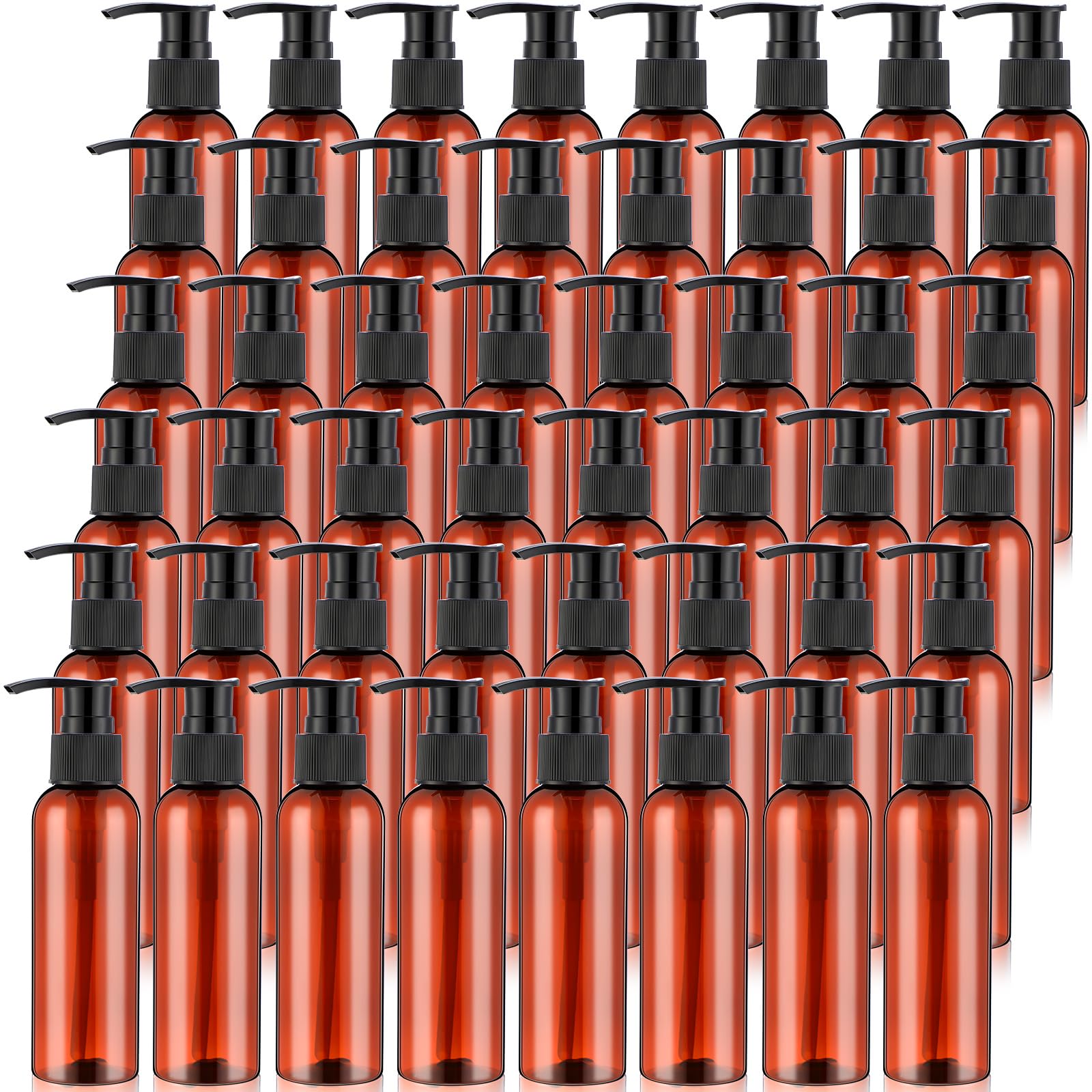 48 Pack Refillable 4oz/120ml Empty Plastic Lotion Bottles with Leak-Proof Pump - Black & Brown Shampoo/Conditioner Dispensers for Body Wash, Liquid Soap & Creams | Perfect for Travel, Gym, Salon & Home Bathroom Organization