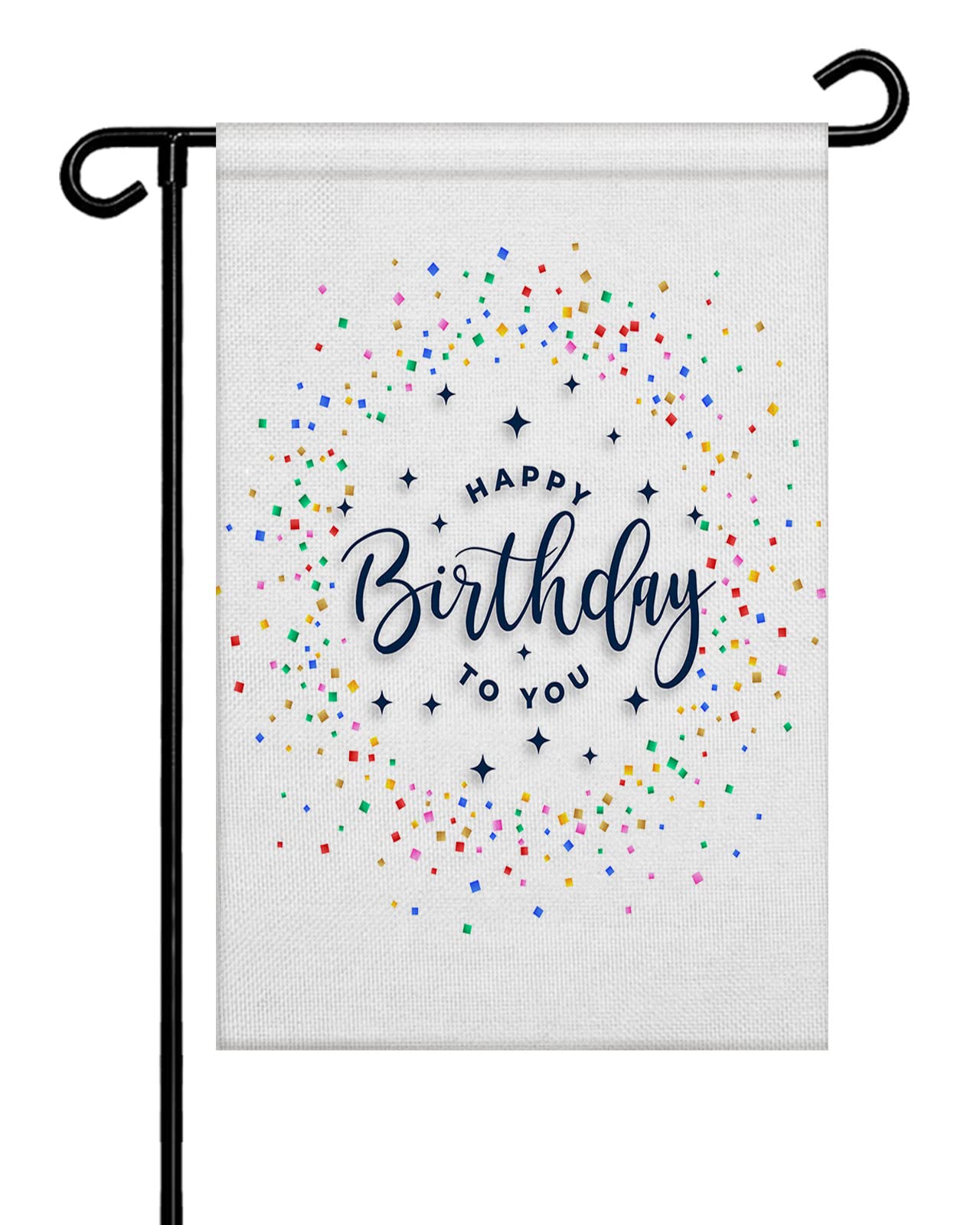 Happy Birthday Garden Flags - Double Sided Burlap Yard Banner with Modern Geometric Patterns, 28x40 Inch Colorful Vertical Outdoor Decoration for Patio, Lawn & Seasonal Celebrations | Perfect for Birthday Parties & Home Decor