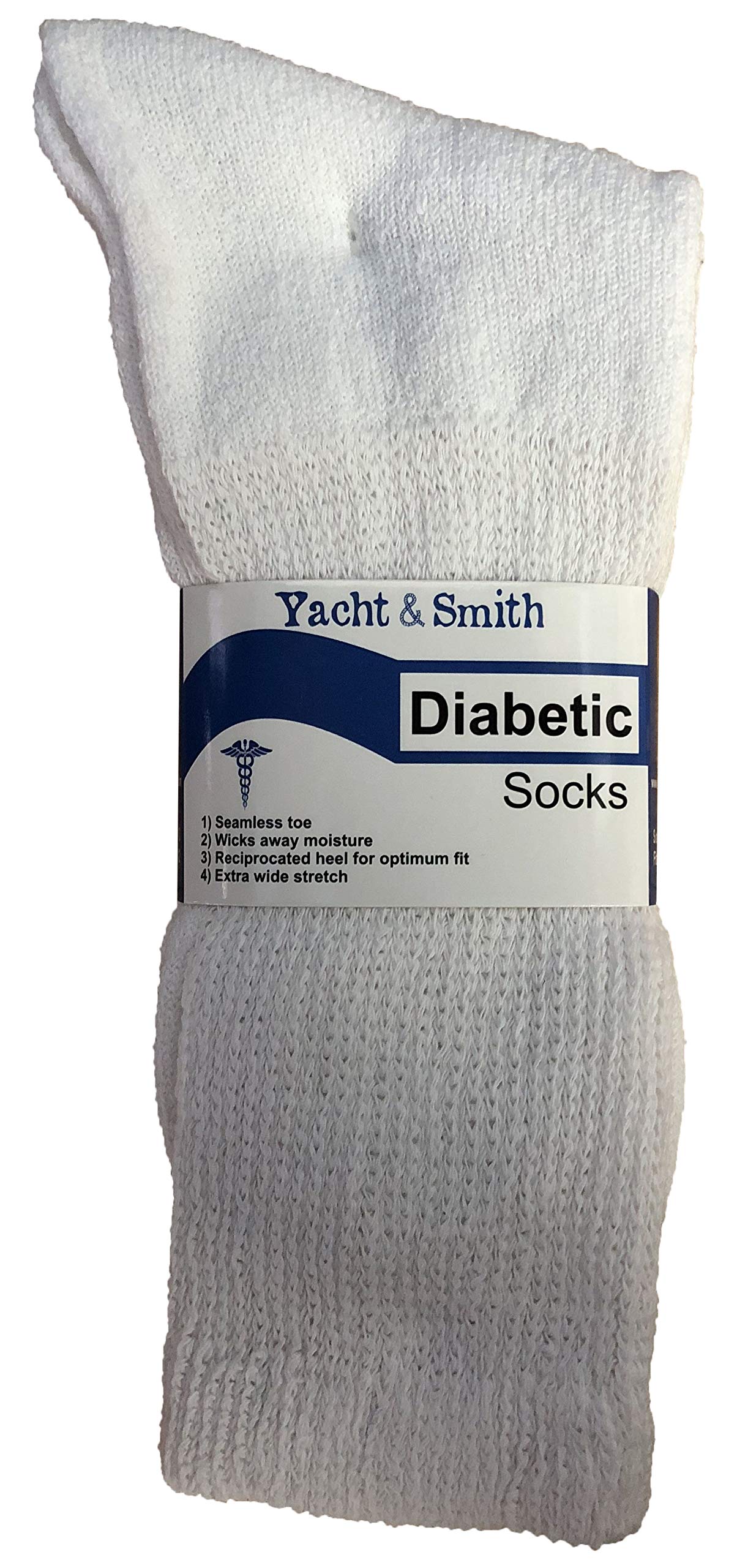 Yacht & Smith Wholesale Bulk Cotton Diabetic Socks - Non-Binding Medical Crew & Ankle Socks for Men & Women - Loose Fit Comfort for Diabetes, Swelling & Circulation - Perfect for Daily Wear, Hospital & Home Care