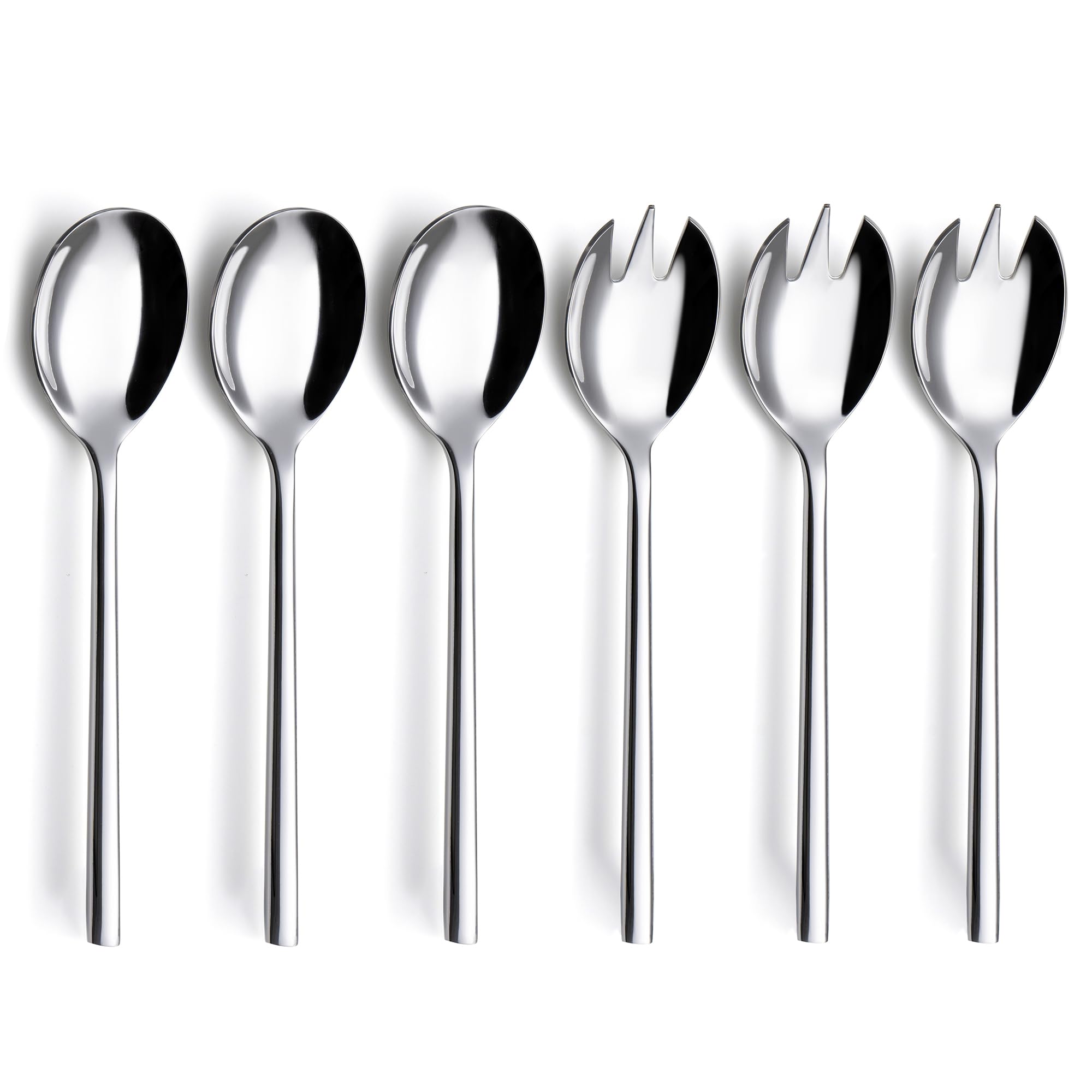 Premium Annova 6-Piece Stainless Steel Flatware Set - 3 Serving Forks & 3 Serving Spoons - 18/8 Forged Silverware for Dinner Parties, Catering & Formal Dining