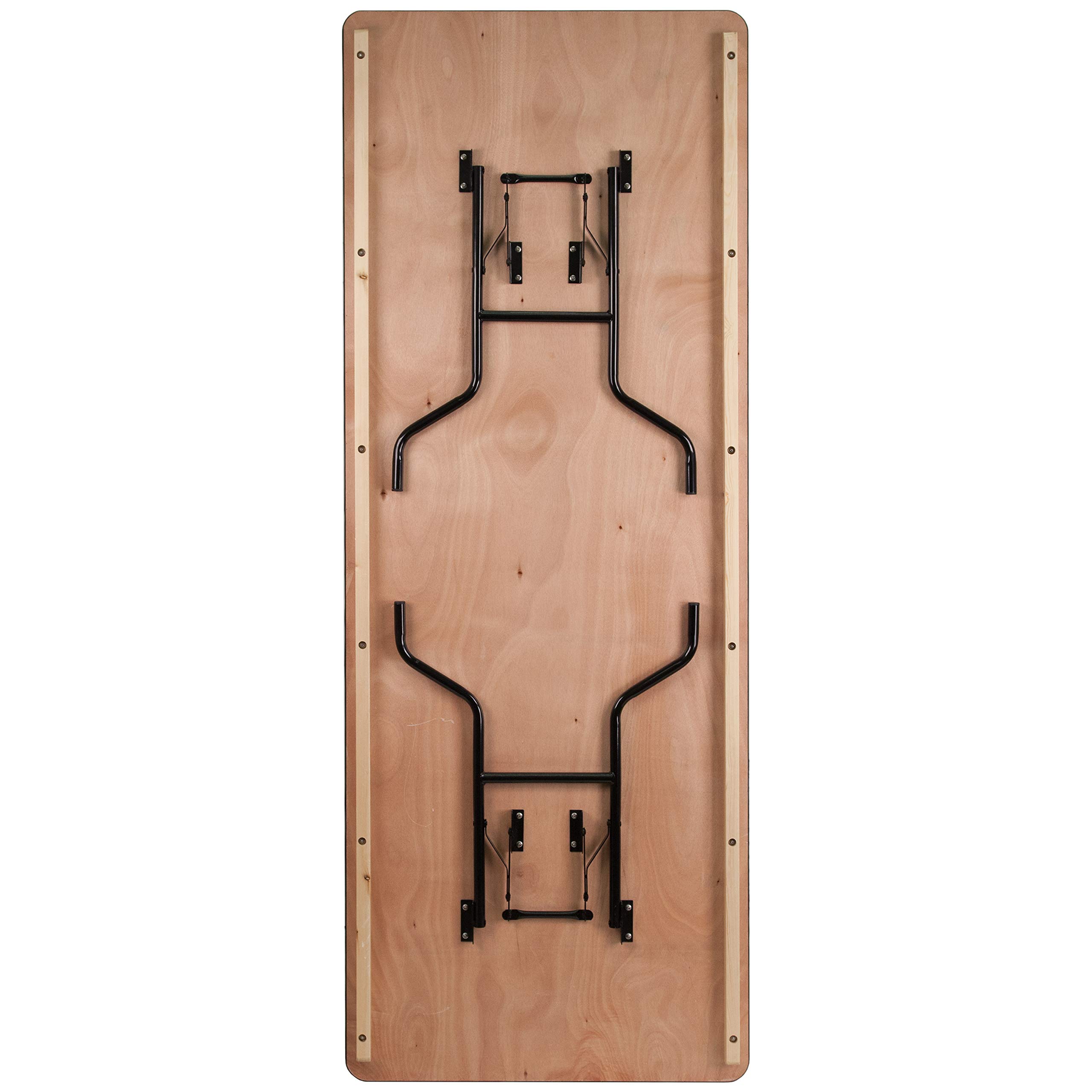 Flash Furniture Fielder 8-Foot Rectangular Wood Folding Table - Portable Banquet & Event Table with Wooden Top, Natural/Black - Perfect for Parties, Picnics, Craft Shows & Outdoor Gatherings
