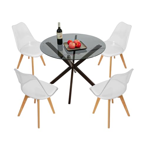 Grey Table + 4 Clear Chairs