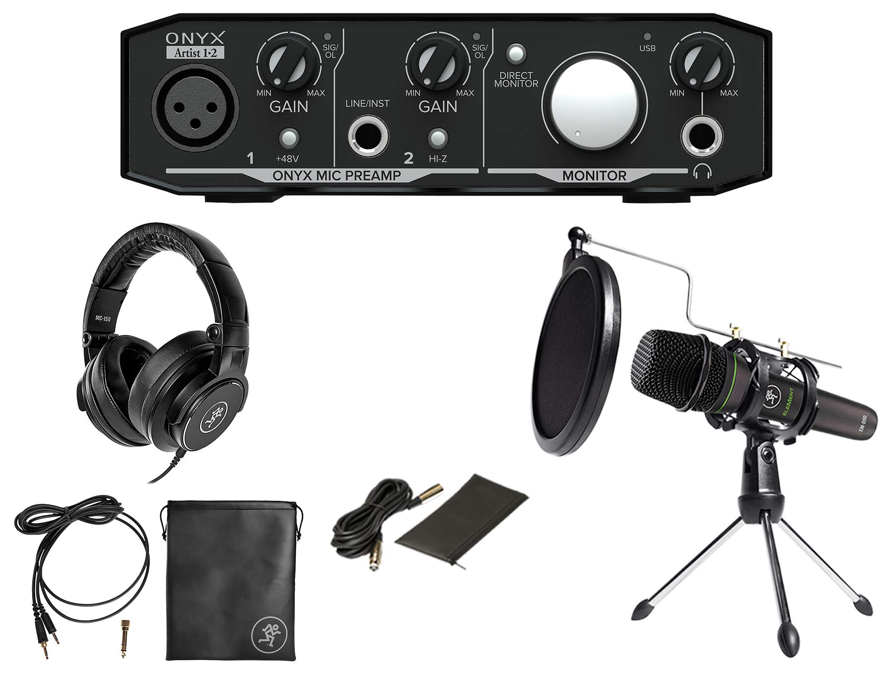 Mackie EM-89D Podcast Recording Kit - Professional 1-Person Setup with Microphone, Stand & Headphones for Home Studio, Streaming & Voiceovers