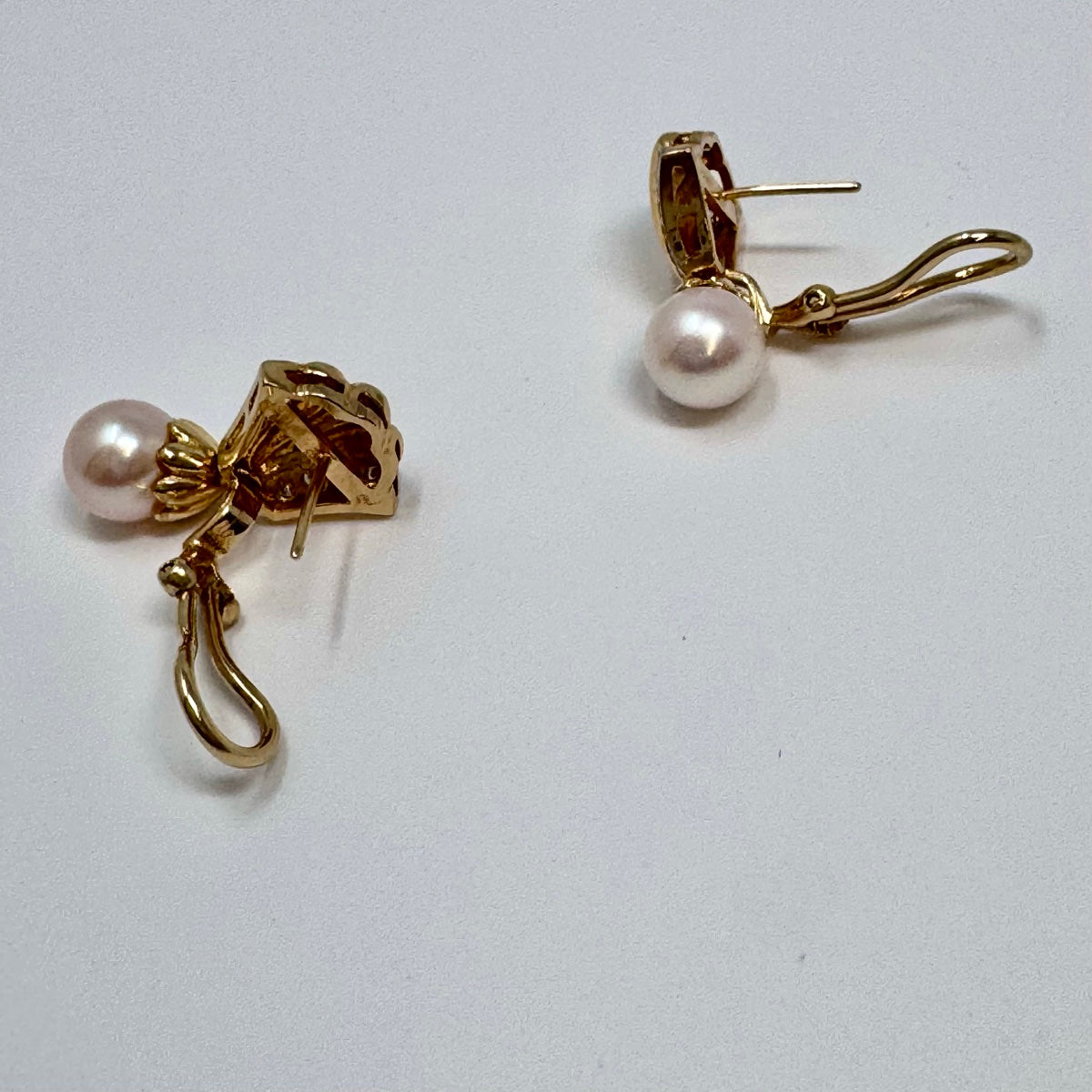 14K Gold Diamond and Pearl Earrings for Women – Elegant Dangle Earrings for Wedding, Party & Special Occasions