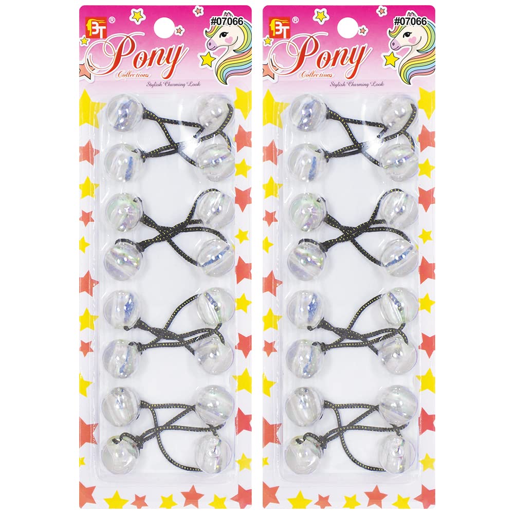 20 Pcs 20mm Ball Bubble Hair Ties - Colorful Clear Elastic Ponytail Holders for Women, Girls & Kids (Pearl Clear) | Perfect for School, Sports, Work & Everyday Hairstyles