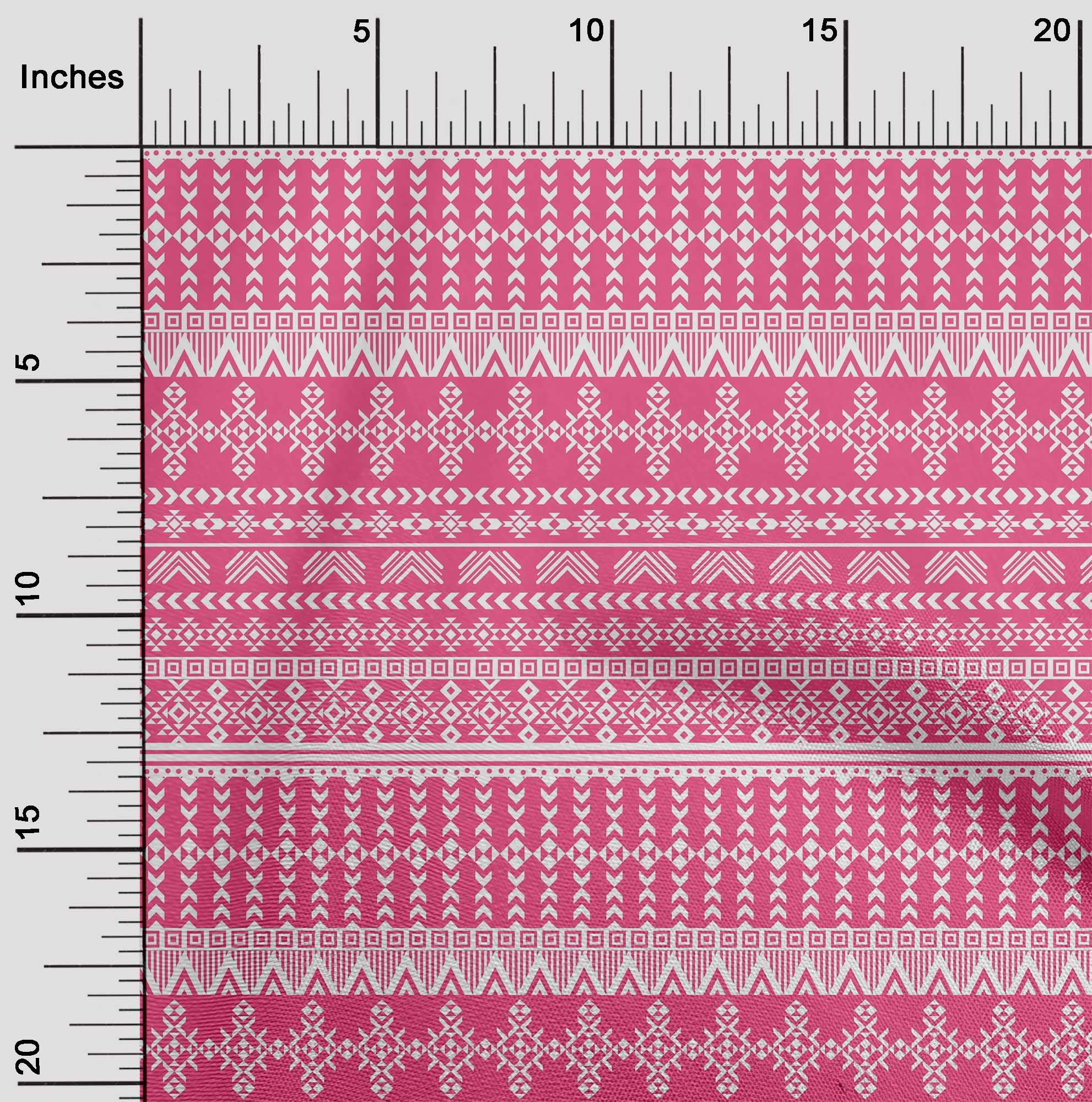 oneOone Georgette Viscose Pink Geometric Tribal Print Fabric by The Yard - 42 Inch Wide Soft Draping Material for Dresses, Scarves & Home Decor