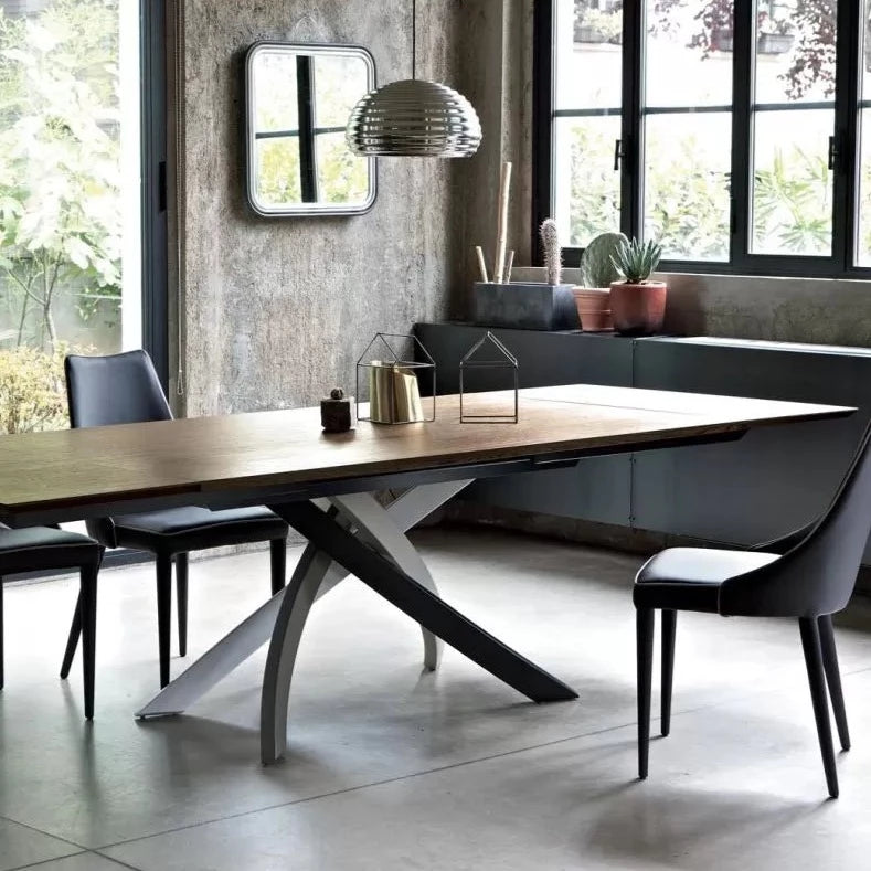 Artistico Extendable Rectangular Wooden Dining Table - Perfect for Family Gatherings, Dinner Parties & Small Space Living