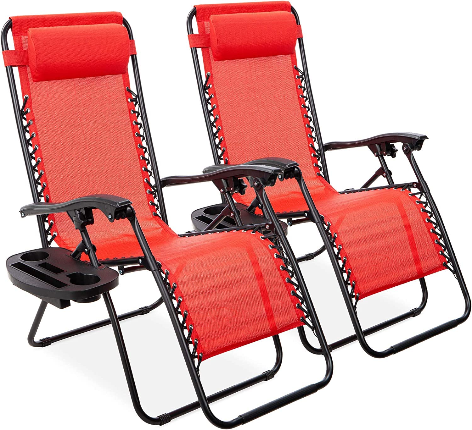 Premium Set of 2 Zero Gravity Lounge Chairs with Cup Holder & Phone Slot - Adjustable Folding Patio Recliners with Snack Tray - Perfect for Backyard, Poolside & Outdoor Relaxation