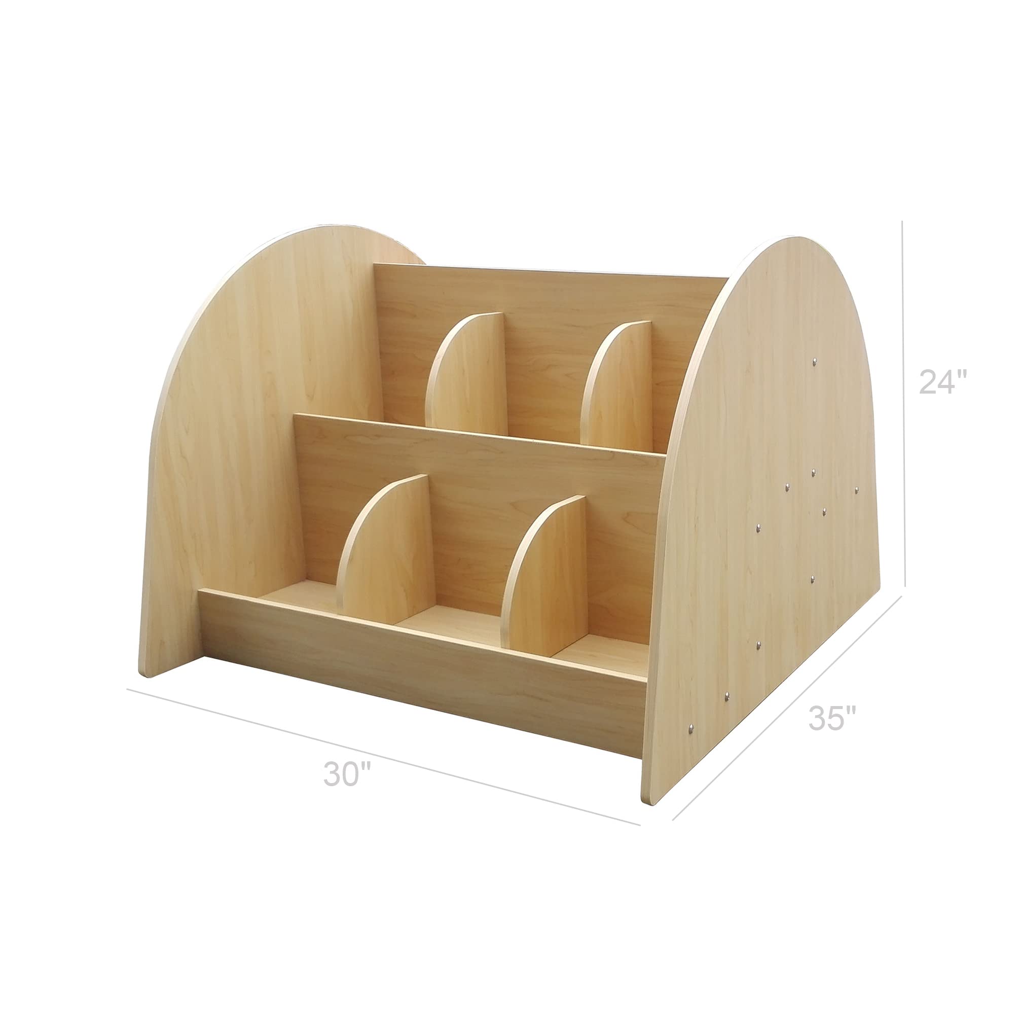 FixtureDisplays® Solid Wood Bookcase with Seat Cushion - Kids Bookshelf Bench with Storage, Natural Maple Finish - Perfect for Nursery, Playroom & Bedroom Organization