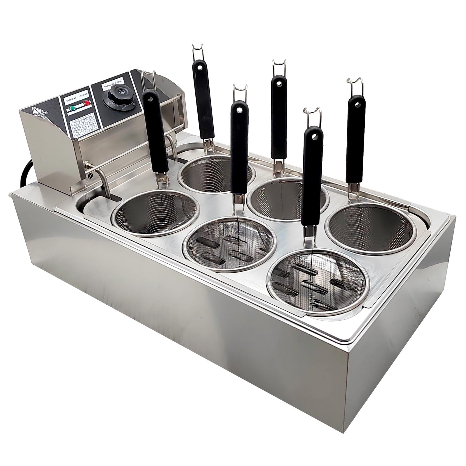 Commercial 6-Hole 1500W Electric Pasta Cooker - Stainless Steel Noodle Cooking Machine for Restaurants, Cafeterias & Food Stalls | Perfect for High-Volume Pasta Preparation in Italian Restaurants, Buffets and Catering Services