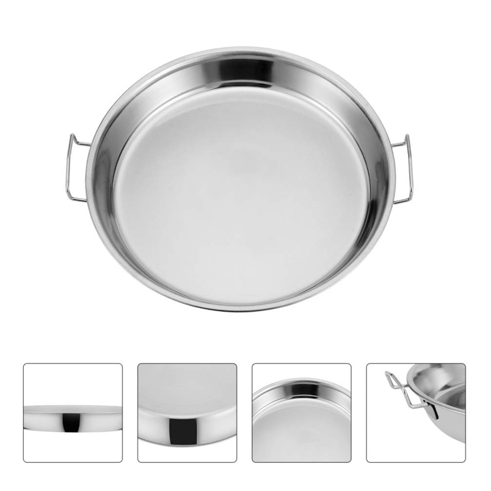 2-Piece Stainless Steel Steaming Tray Set - 28cm Double Handle Cake Pan, Noodle Rack & Rice Plate - Heat-Resistant for Baking, Cooking & Food Prep - Perfect for Asian Cuisine, Party Serving & Restaurant Use