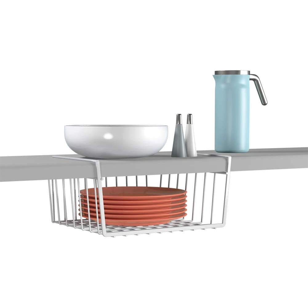 Cabinet Wire Hanging Basket Shelves - Space Saving Under Shelf Storage Organizer (Set of 2, 10.25