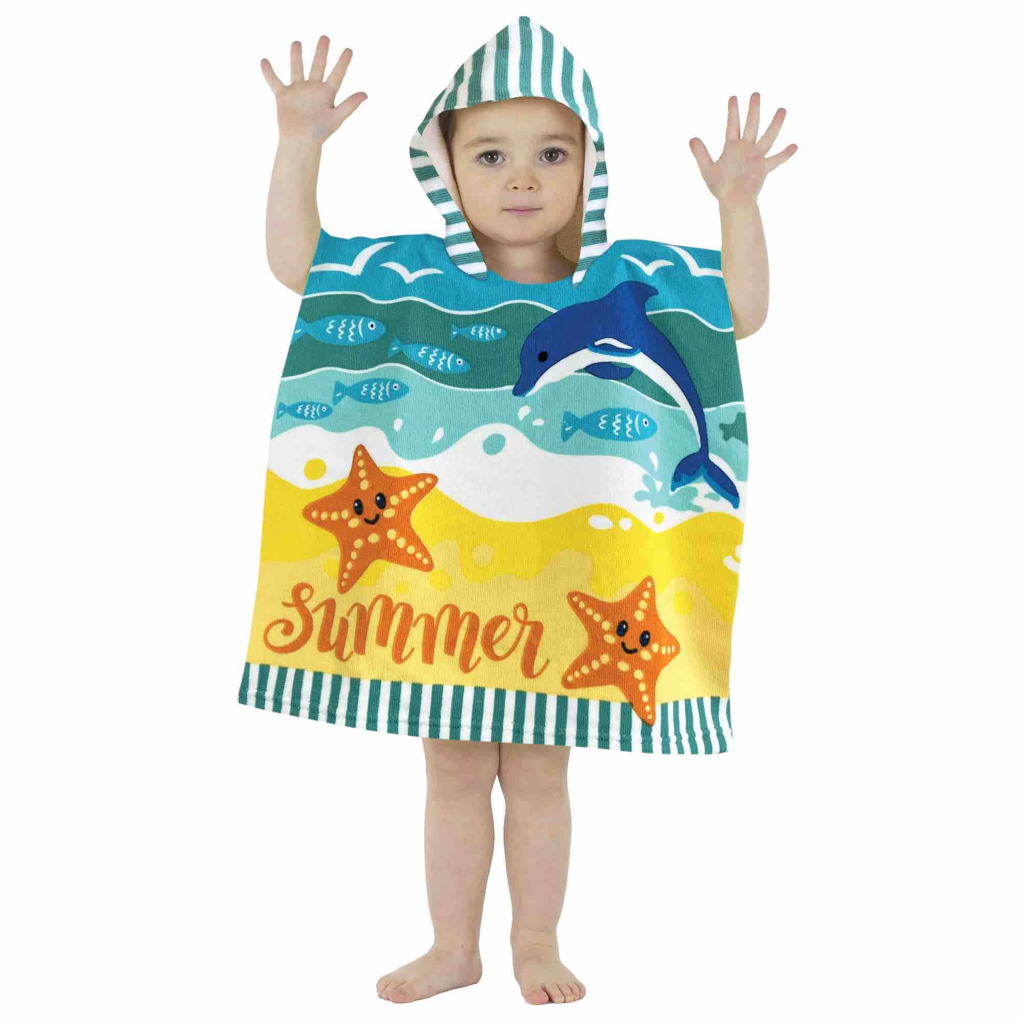 Kids Hooded Poncho Robe for Boys & Girls 1-3 Years - Soft Fleece Bathrobe with Pockets for Toddler - Perfect for Bath Time, Lounging & Playtime