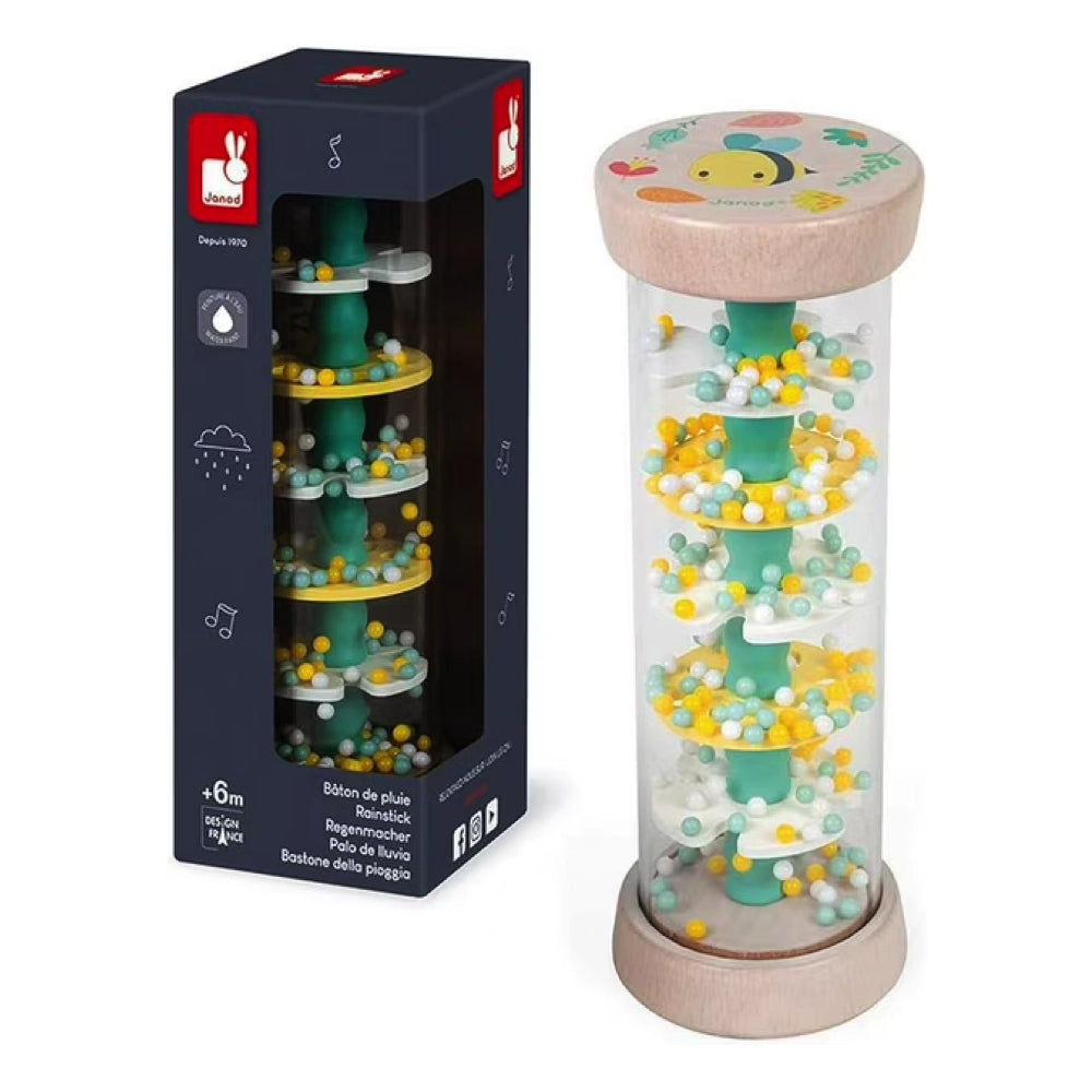 Janod Pure Rainstick - Wooden Musical Instrument for Kids, Sensory Toy for Relaxation & Stress Relief - Perfect for Playtime, Music Education & Calming Activities