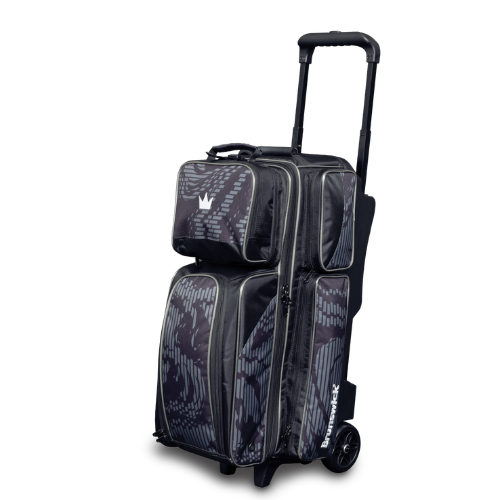Brunswick Punisher Triple Roller Grey Bowling Bag - Durable & Spacious for Bowling Balls, Shoes & Accessories - Perfect for League Play & Tournaments