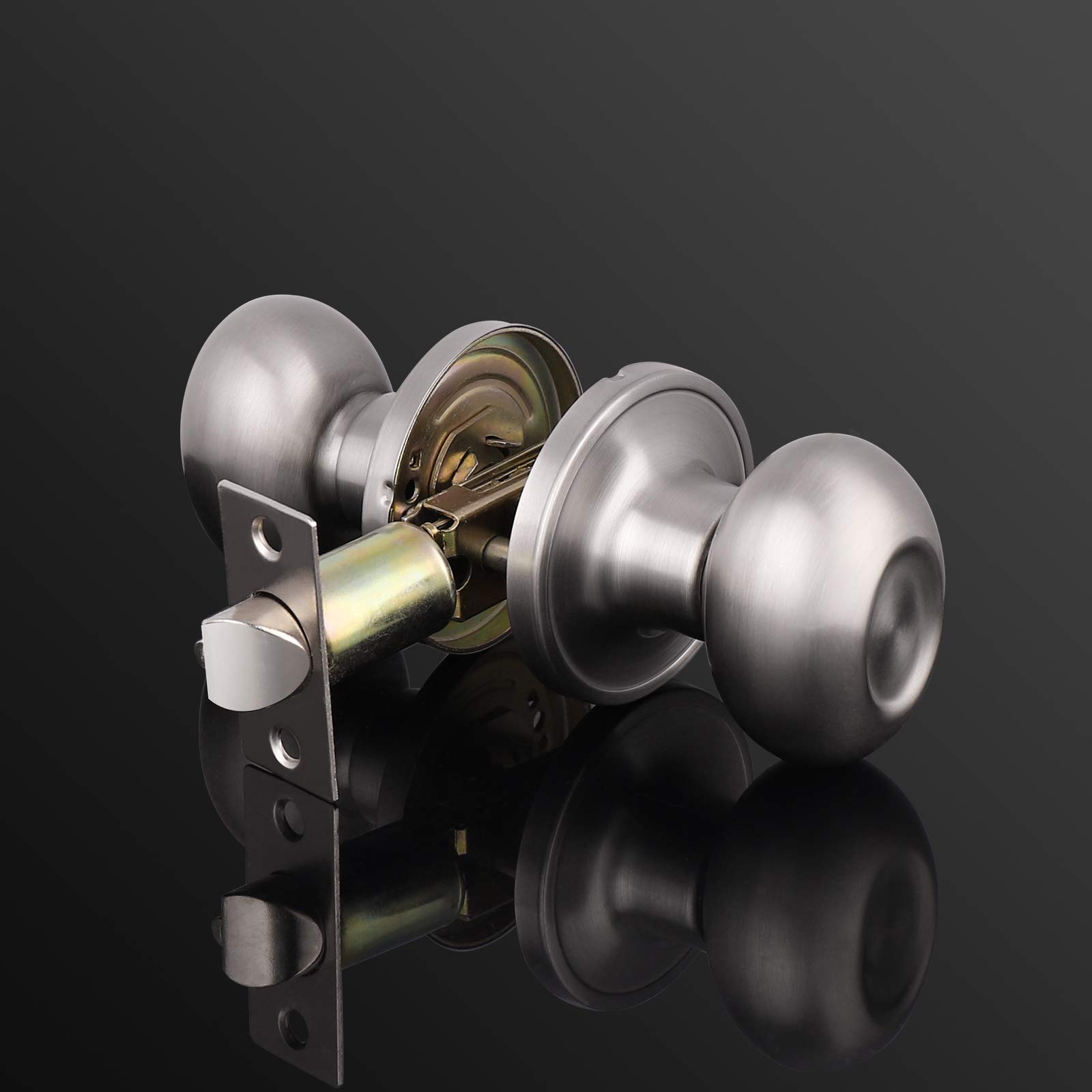 Gobiro 10-Pack Satin Nickel Passage Door Knobs - Hall Closet & Interior Door Handles - Durable Egg Knob Design for Bedroom, Bathroom & Office Doors