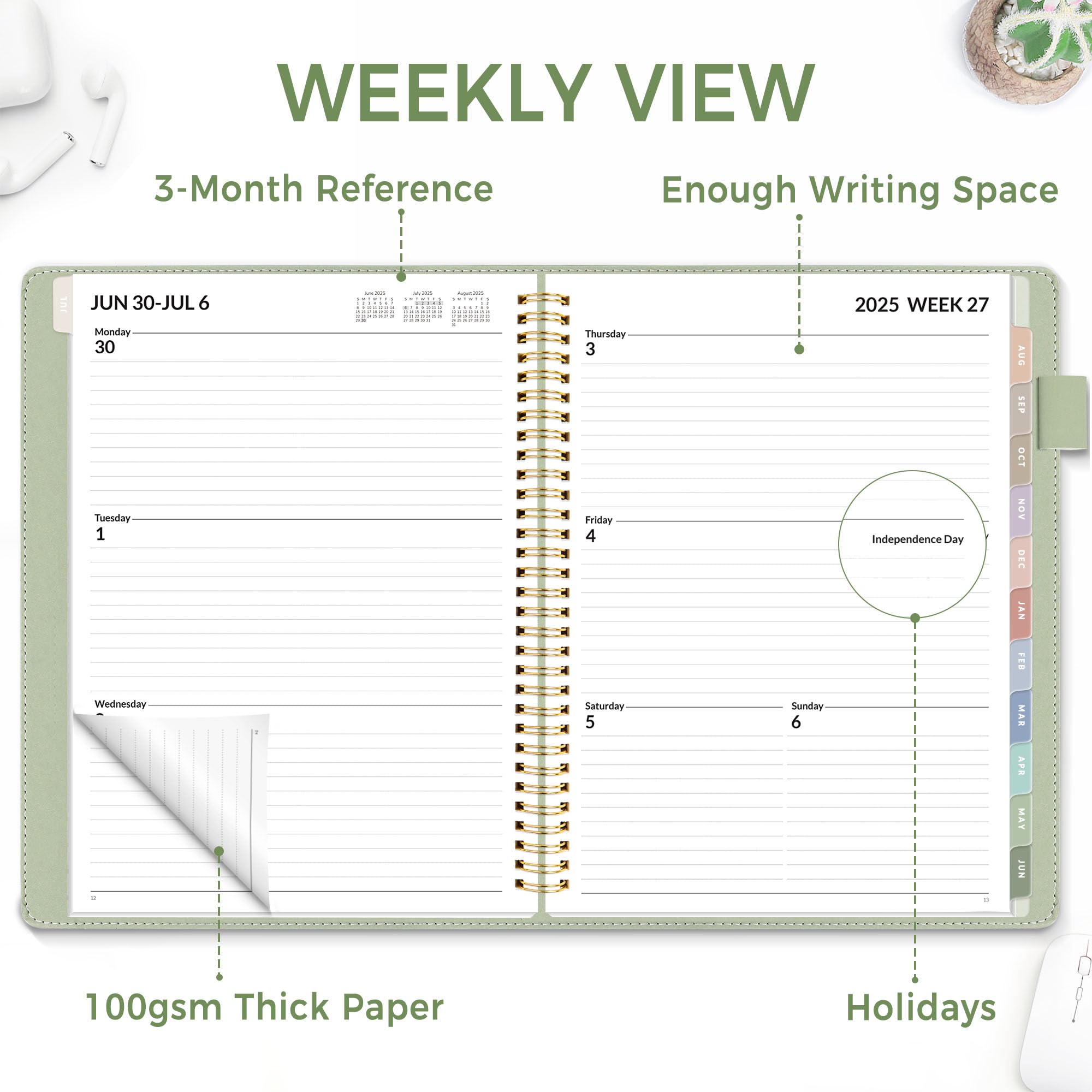 SUNEE 2025-2026 Weekly & Monthly Planner - 12 Month Academic Calendar (July 2025 to June 2026), 9