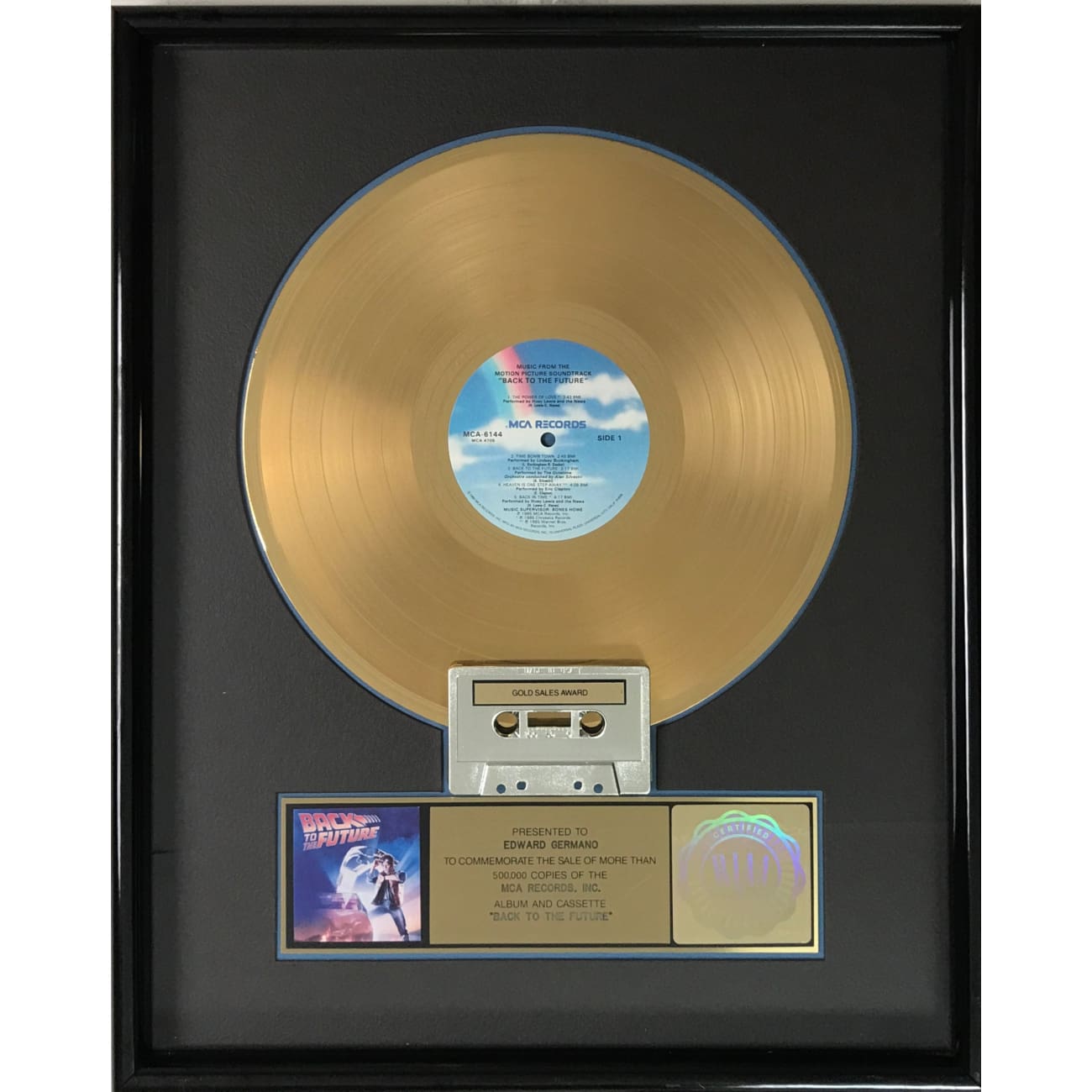 Back To The Future Original Motion Picture Soundtrack - RIAA Certified Gold Record Album - Perfect for 80s Nostalgia, Movie Collectors & Home Theater Displays