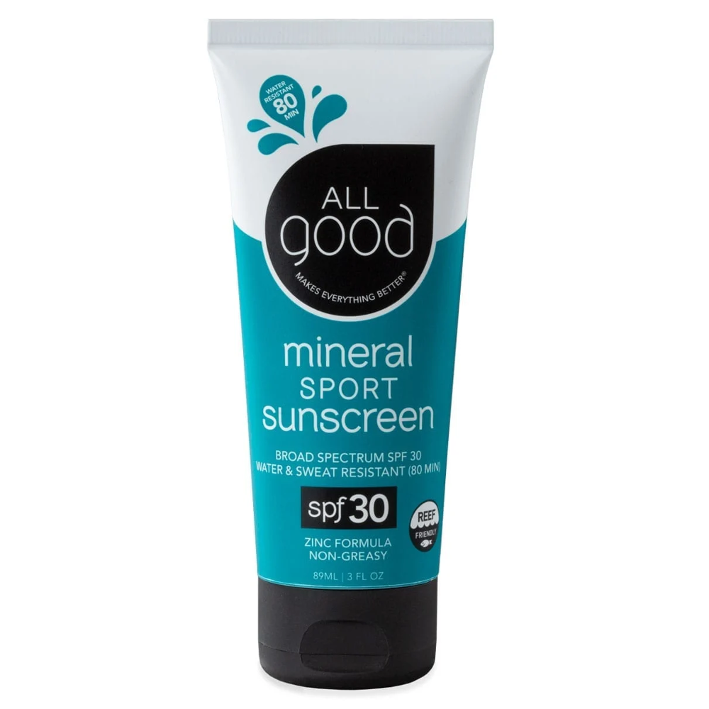 All Good Mineral Sport Sunscreen SPF 30 - 3oz (89ml) - Natural, Water-Resistant Sun Protection for Outdoor Activities, Hiking & Swimming